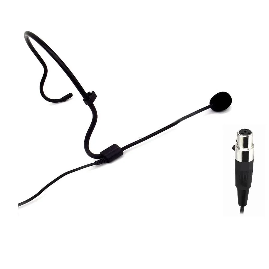 Generic Headset Microphone Headworn mics 4-pin XLR Output Compatible with Shure Cordless Microphone Belt Pack Transmitter T1, ULX1, UR1, PG1, PGX1, PGXD1, SLX1, BLX1, BLXD1, Black, BL-HS6D4