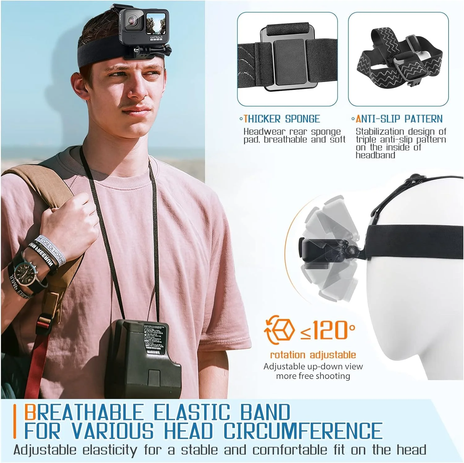 Generic Mobile Phone Chest Strap Mount Harness and Head Strap Holder Kit for VLOG/POV Phone Holder Compatible with iPhone,Samsung,Google and GoPro,AKASO,DJI Osmo Action Camera - Image 3
