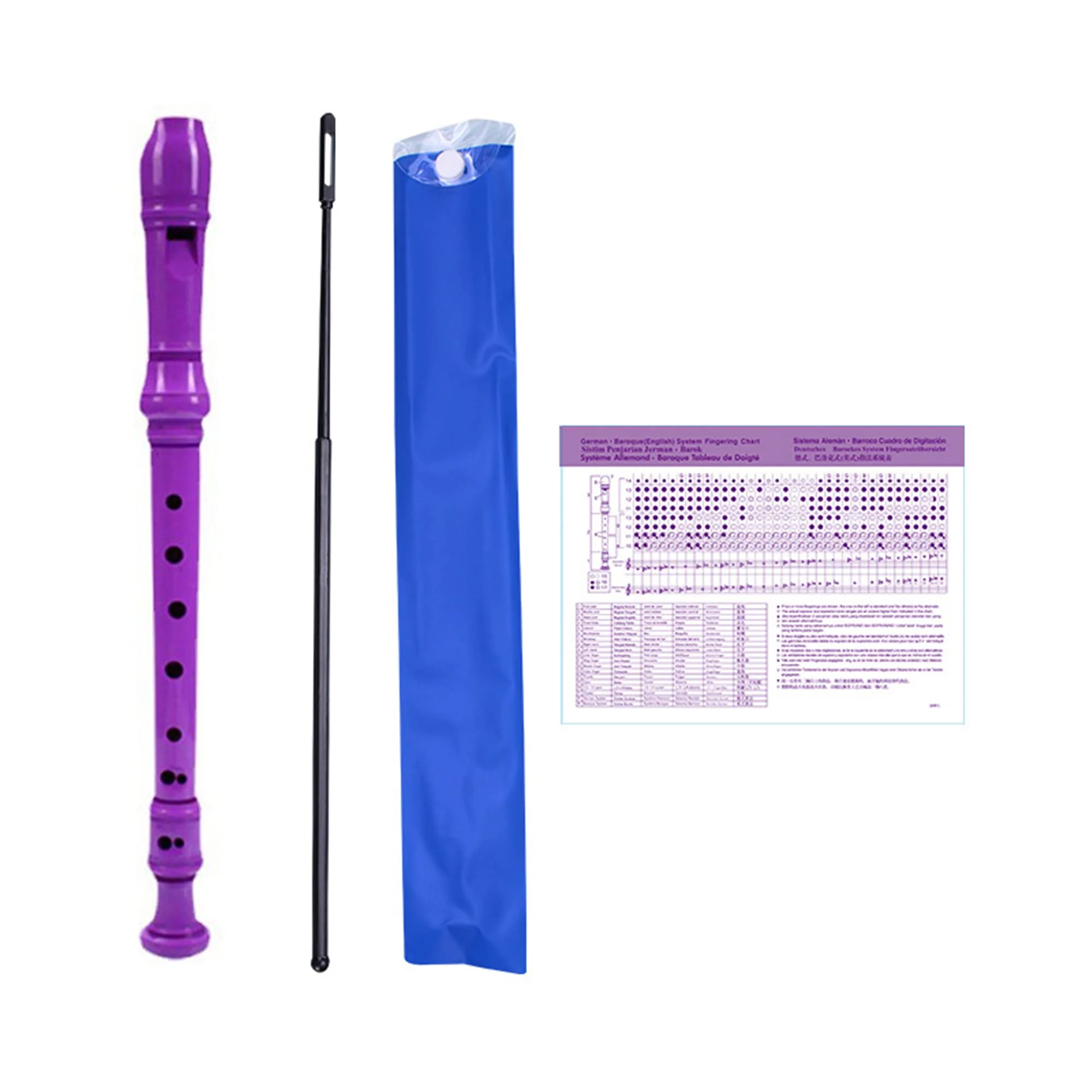 German Style 8 Hole Soprano Recorder Instrument for Chrildren Kids Beginner Graduation or Back to School Gift with Cleaning Rod and Instruction (Purple) Purple