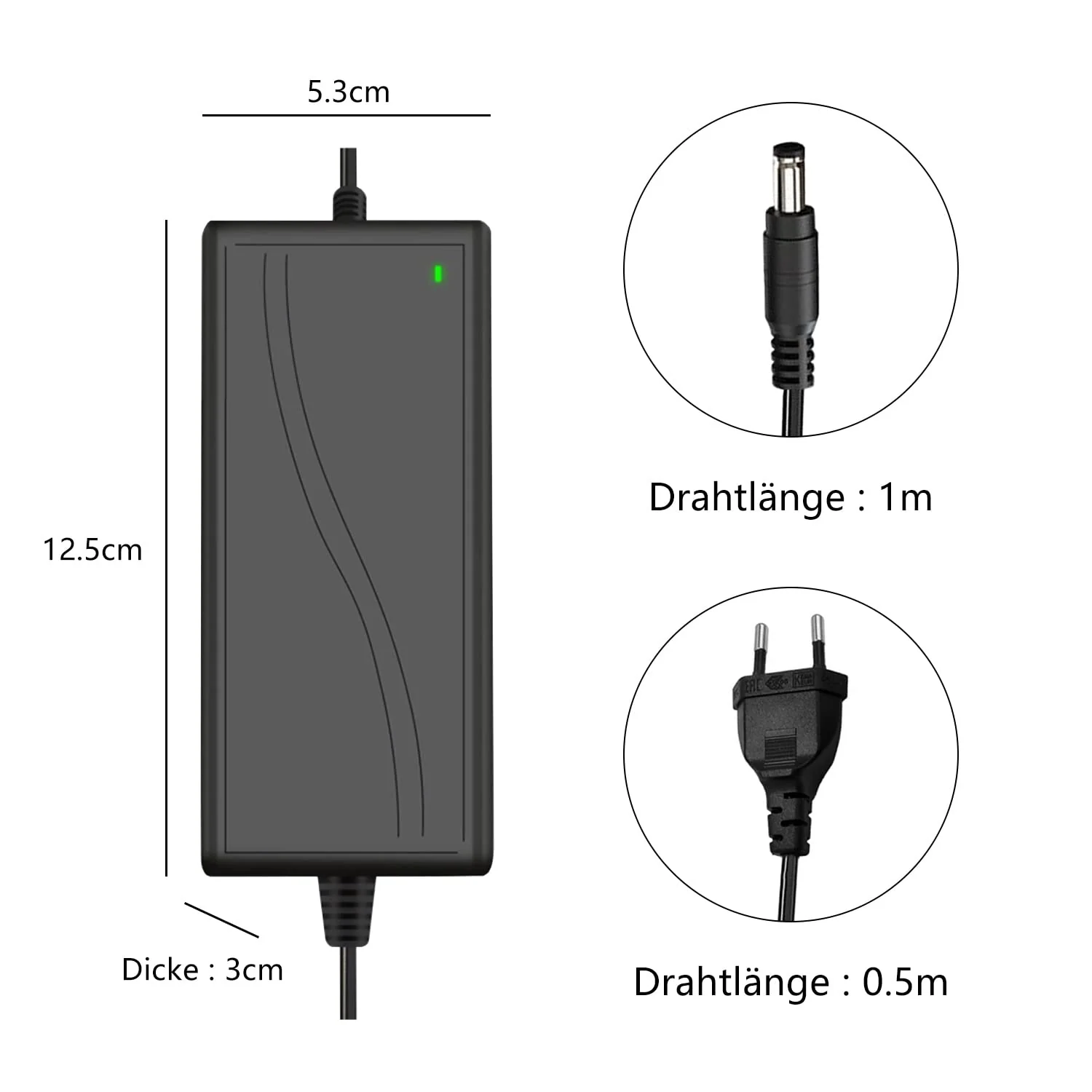 GERUI 12V 5A Power Adapter, AC 100-240V50~60HZ. DC 12V 5A 60W Power Supply, Used for LED Strip Display, Amplifier, Camera System, TV, DVD TV, Hard Disk, etc. - Image 3
