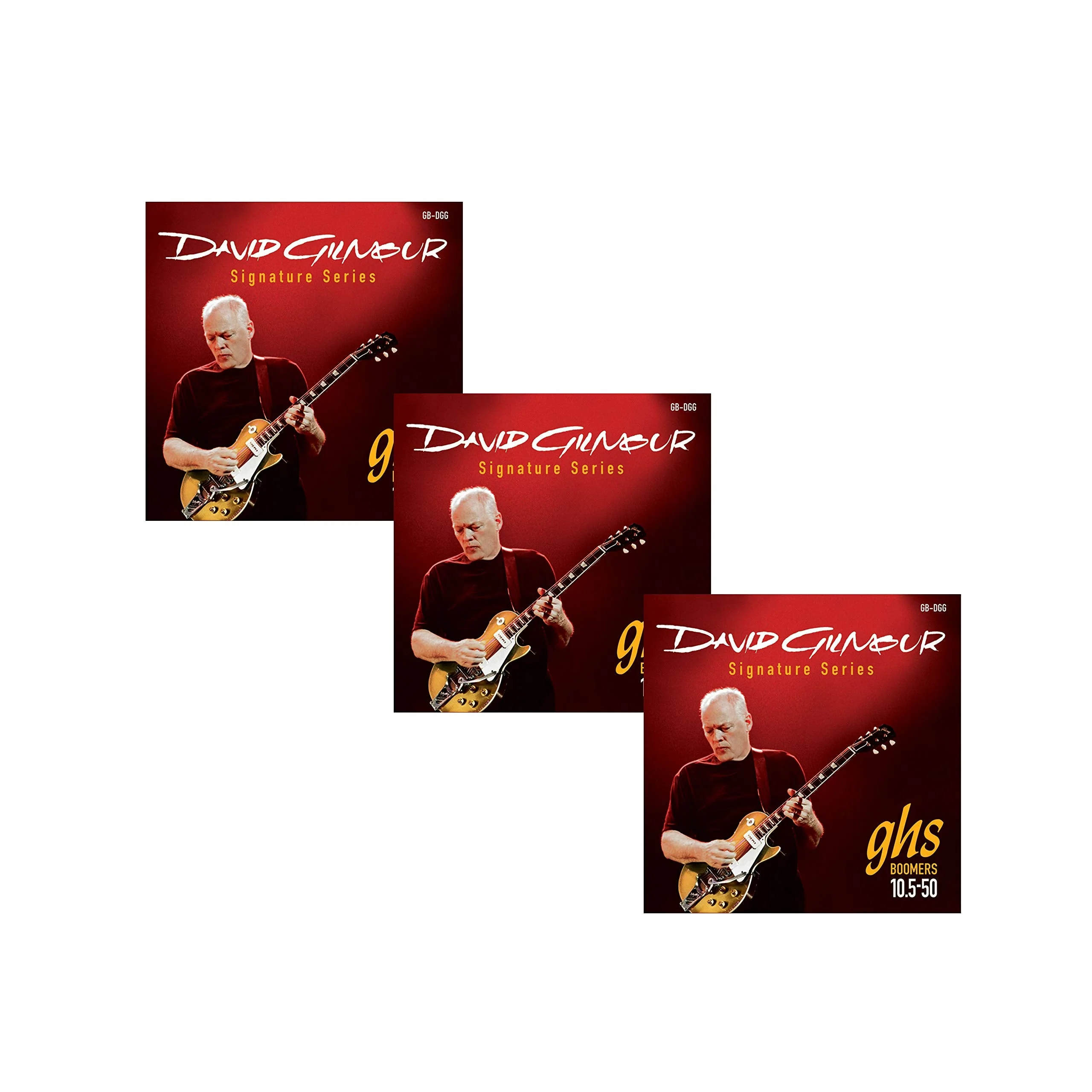 GHS Strings, Electric Guitar Strings, Guitar Boomers David Gilmour Signature Series Red Set, Model: GB-DGG SET, Gauge 10 1/2-50, Pack of 3 SETS Red Set (10.5-50)