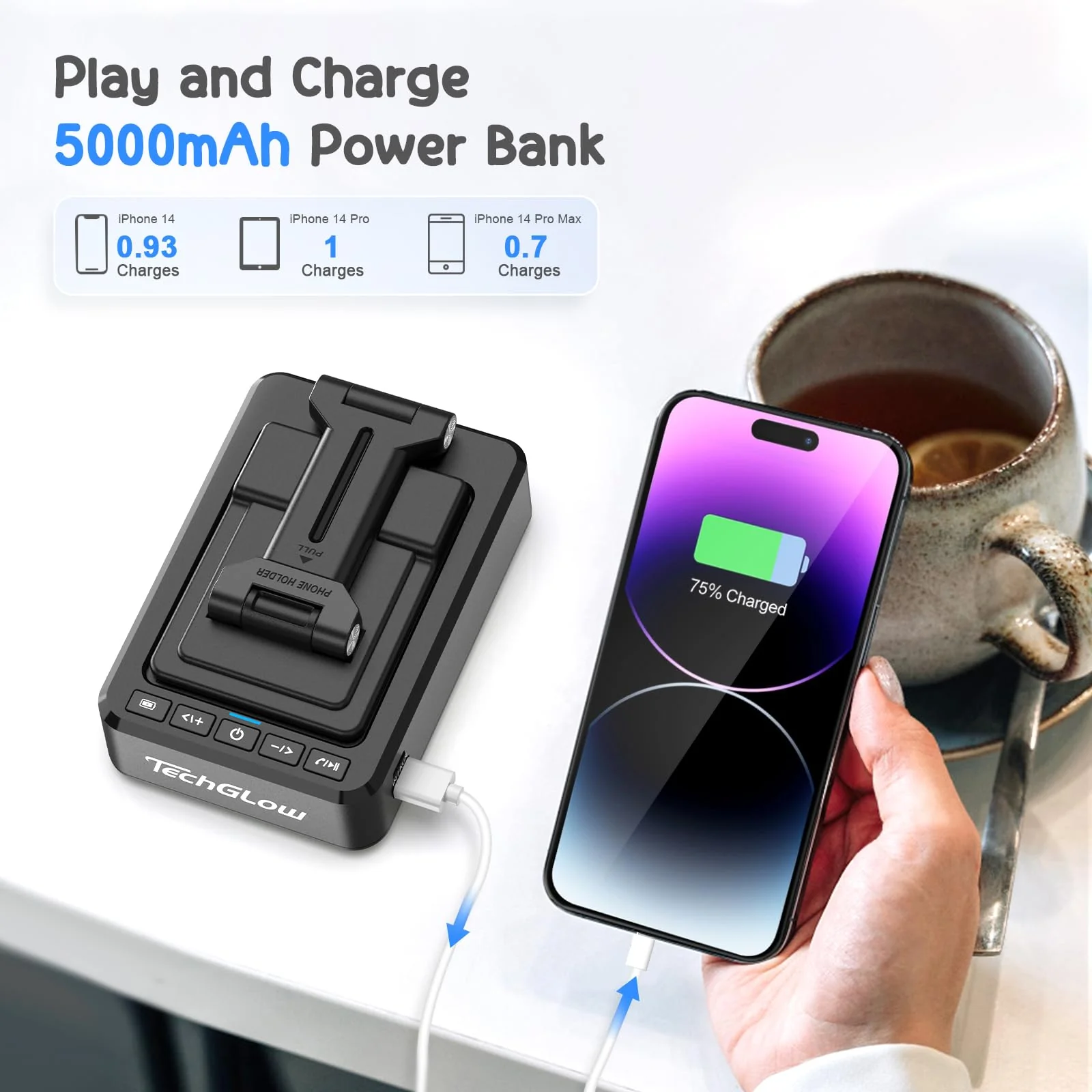 Gifts for Men Women Foldable Cellphone Stand with Bluetooth Speaker and Power Bank Birthday Gift Idea for Mom Dad Cool Gadget Tech Gifts - Image 3