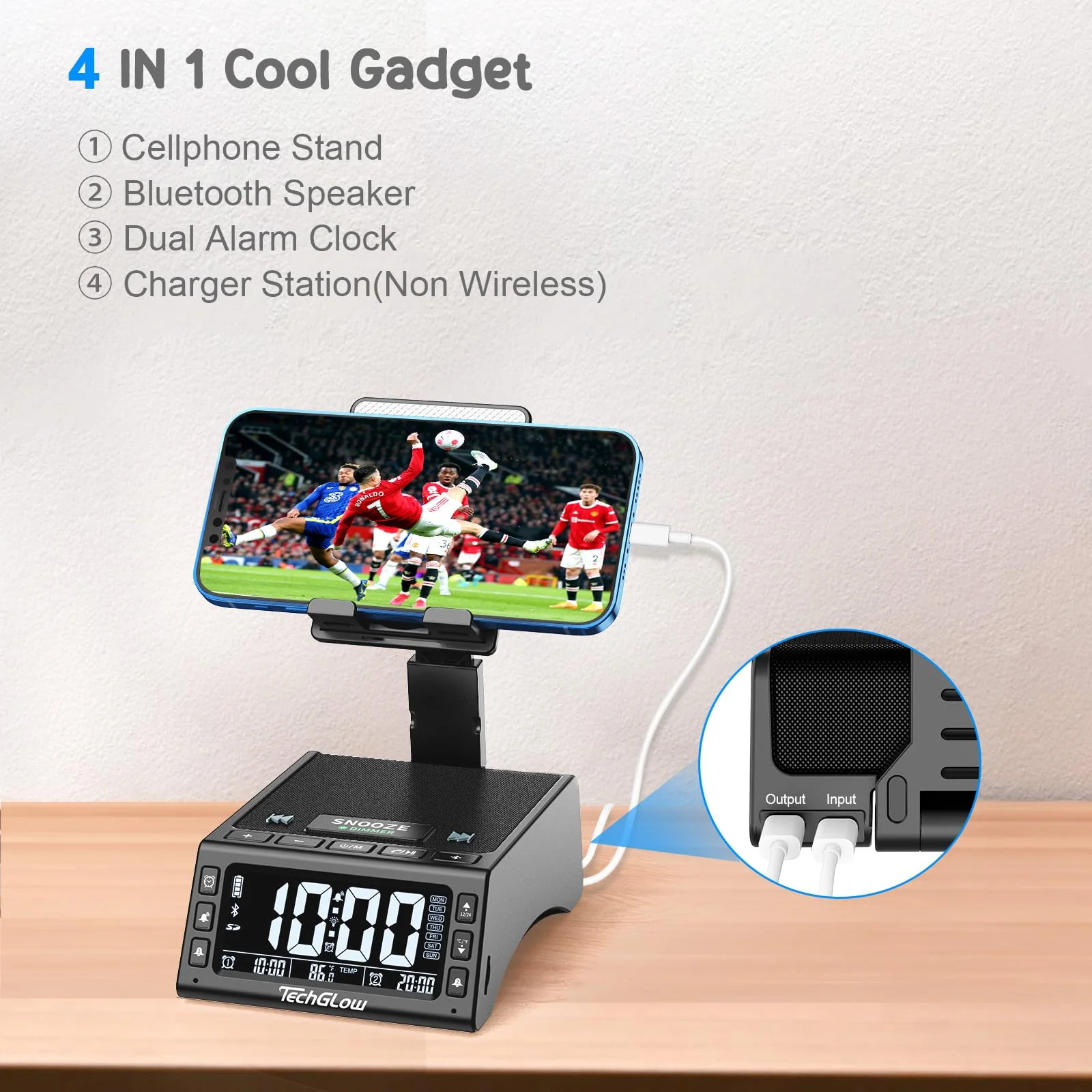 Gifts for Men Women Foldable Cellphone Stand with Bluetooth Speaker Charging Station Birthday Gift Idea for Mom Dad Cool Gadget Tech Gifts Black - Image 2