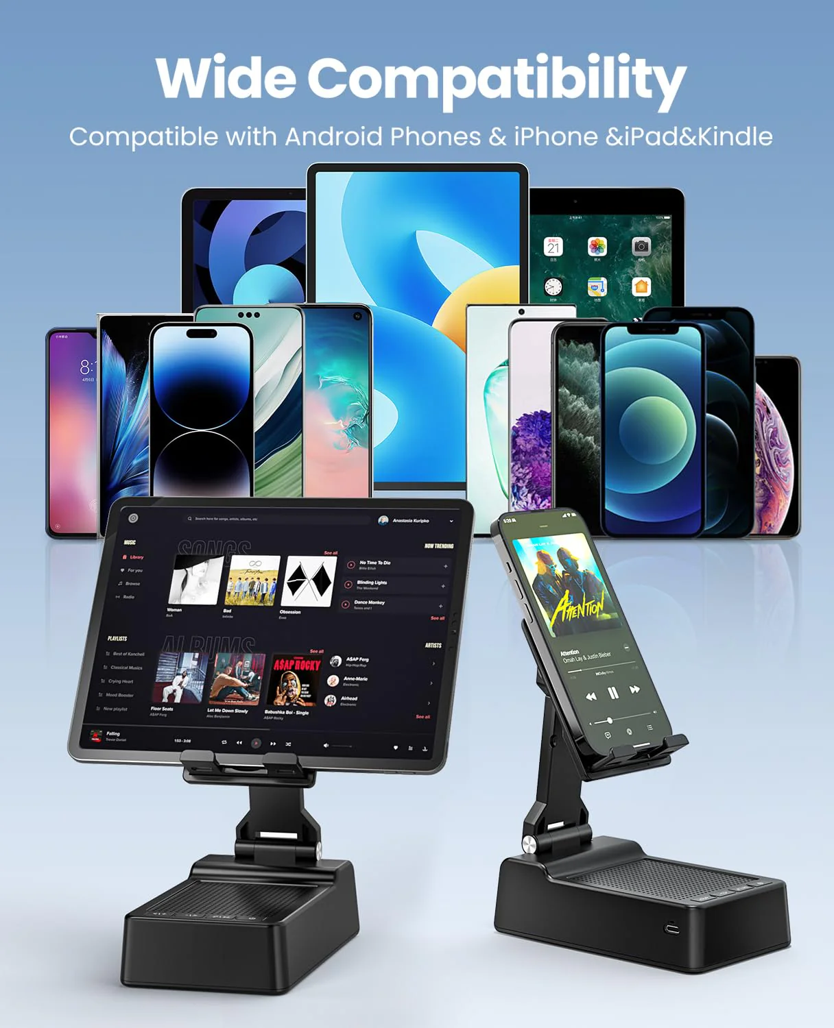 Gifts for Men Women, Phone Stand with Bluetooth Speaker, HD Surround Sound Speaker, Compatible with all iPhone/Android phones iPad Kindle, Cool Gadget Gift for Men Women Dad Mom Christmas Birthday - Image 5