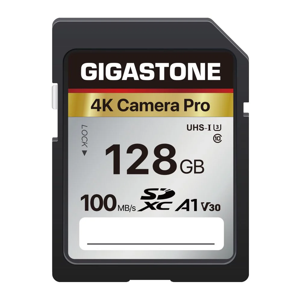 Gigastone 128GB SD Card V30 SDXC Memory Card High Speed 4K Ultra HD UHD Video Compatible with Canon Nikon Sony Pentax Kodak Olympus Panasonic Digital Camera, with 1 Mini case SD 128GB V30 1PK