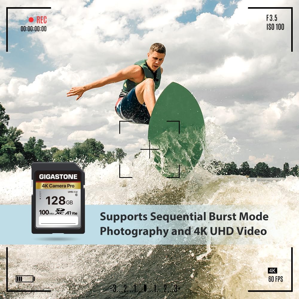 Gigastone 128GB SD Card with USB Type C Card Reader V30 SDXC Memory Card High Speed 4K Ultra HD UHD Video Compatible with Canon Nikon Sony Panasonic Digital Camera, with 1 Mini case - Image 5