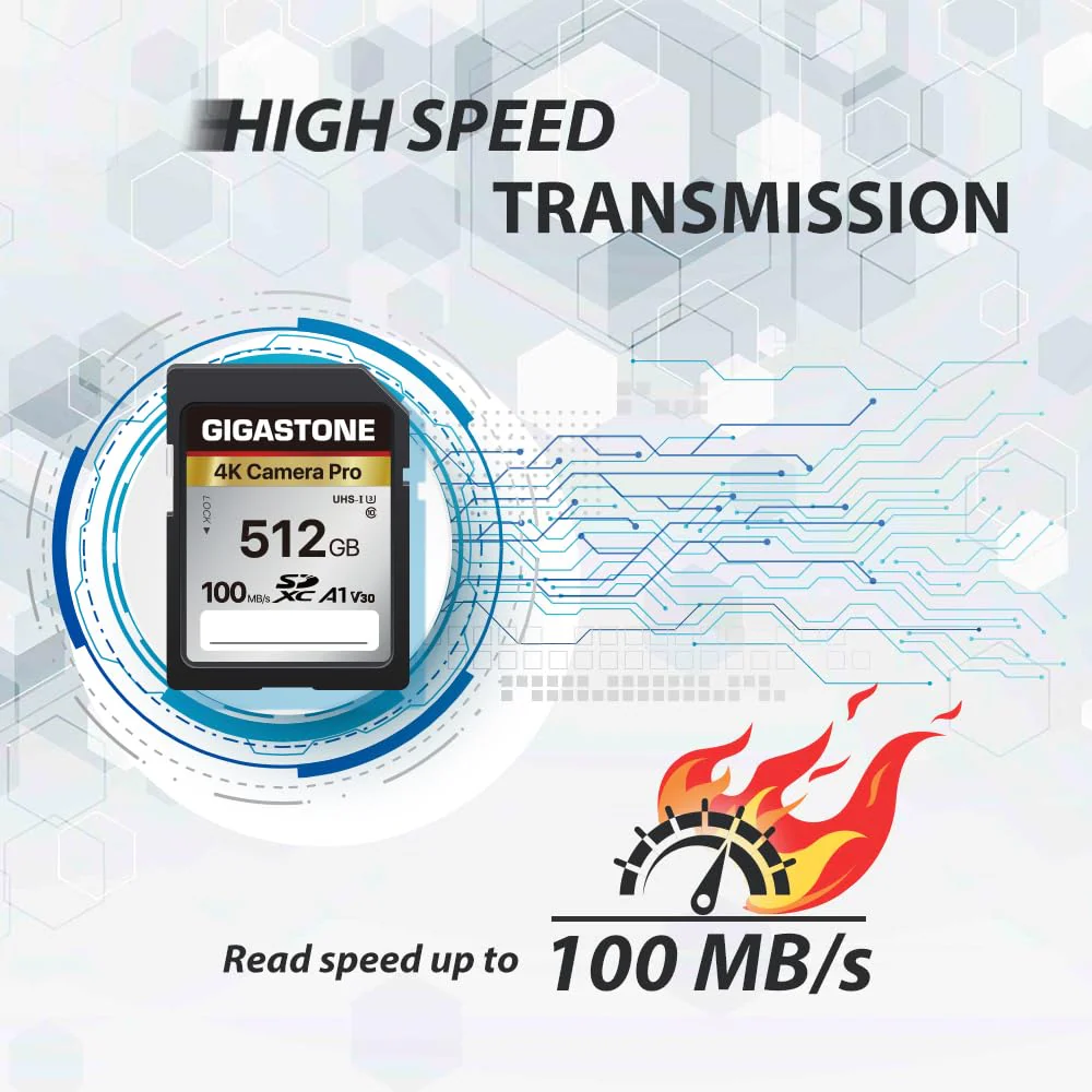 Gigastone 512GB SD Card V30 SDXC Memory Card High Speed 4K Ultra HD UHD Video Compatible with Canon Nikon Sony Pentax Kodak Olympus Panasonic Digital Camera, with 1 Mini case 512 GB - Image 2