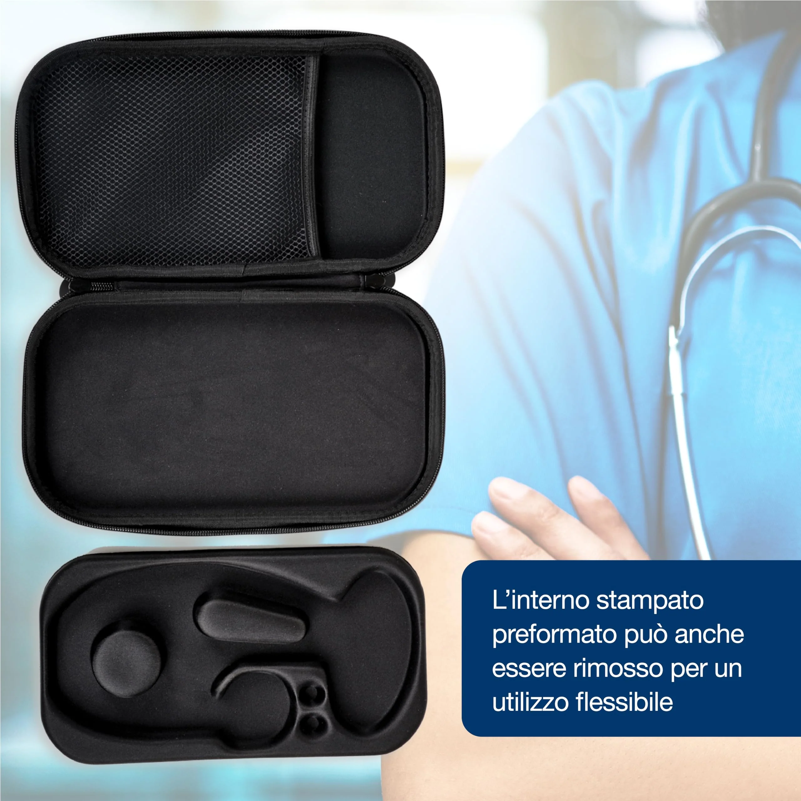 GIMA Stethoscope Case, Rigid Protective Case for Classic Single Tube Stethoscope, Preformed Interior, Interior Pocket for Accessories and Outer Handle, Black, Size 28 x 16 x 5 cm PHONE CASE - Image 5