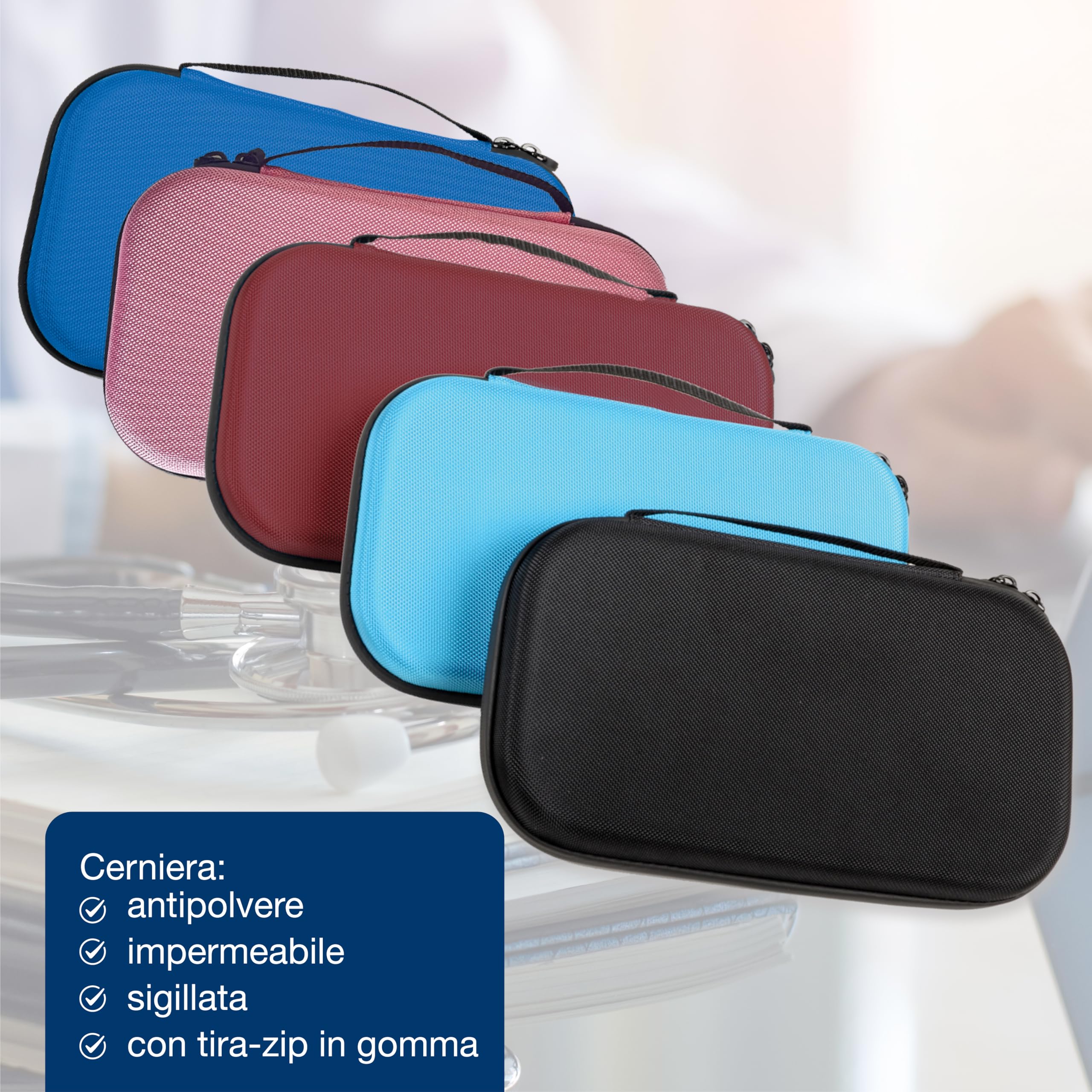 GIMA Stethoscope Case, Rigid Protective Case for Classic Single Tube Stethoscope, Preformed Interior, Interior Pocket for Accessories and Outer Handle, Black, Size 28 x 16 x 5 cm PHONE CASE - Image 7