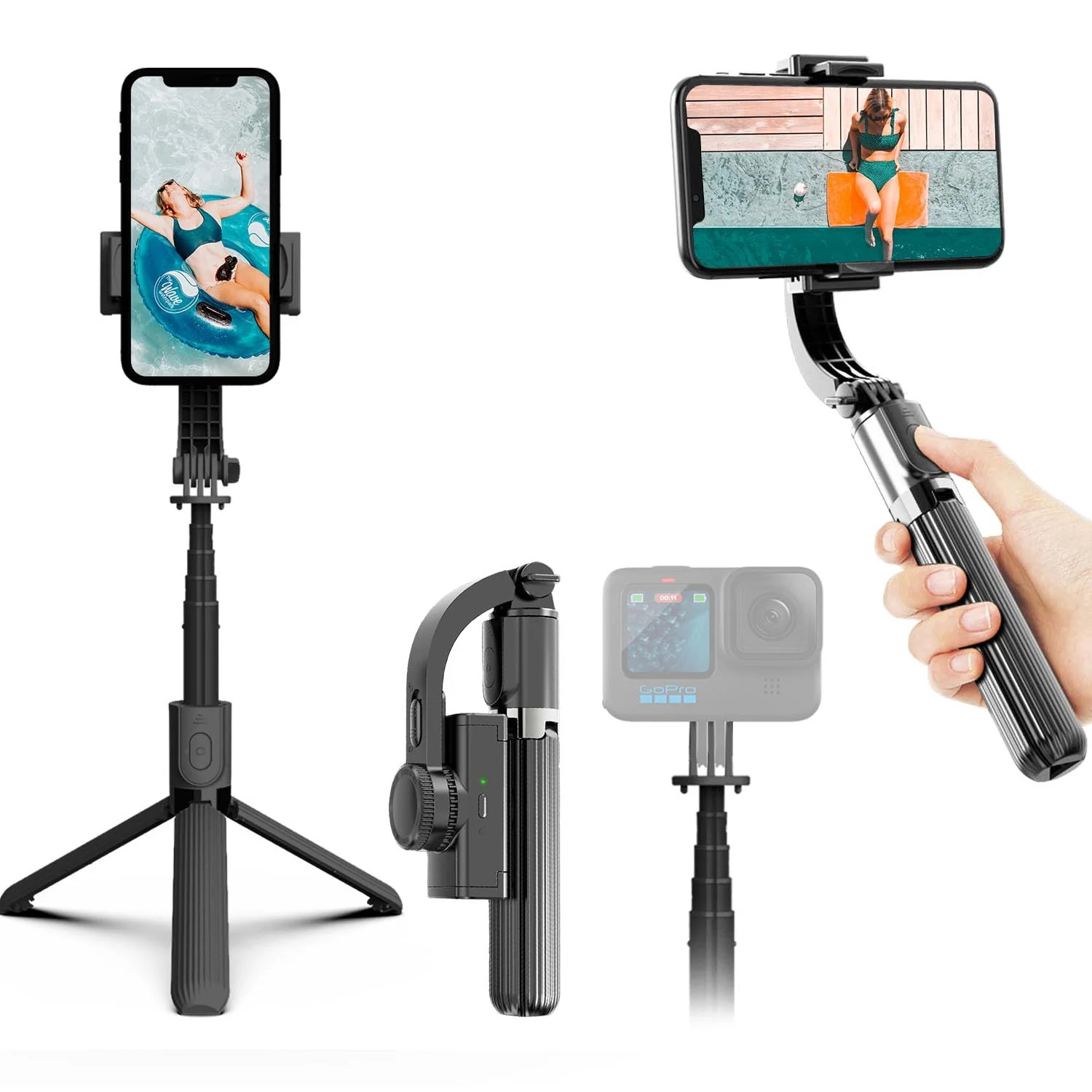 Gimbal Stabilizer for Smartphone,Selfie Stick Tripod with Remote Control Auto Balance 360° Rotation 1-Axis Phone Gimbal for Group Selfies Live Streaming Video Recording L08 Gimbal Stabilizer