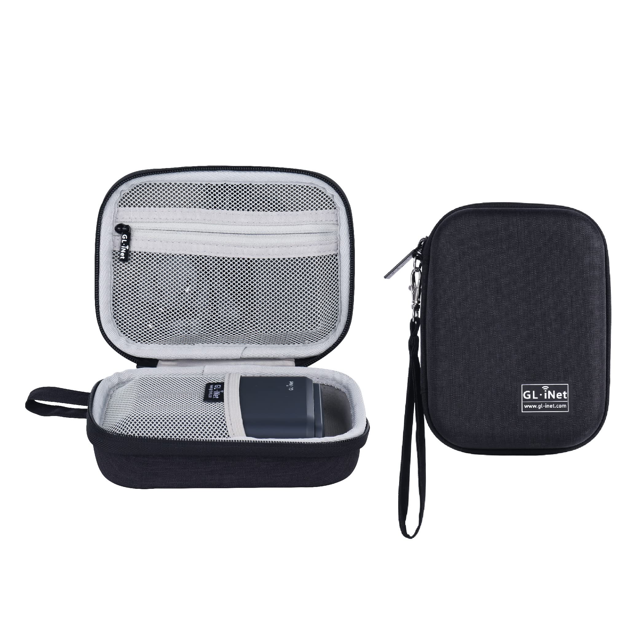 GL.iNet Gadget Organizer Case for Travel Routers GL-AXT1800/ MT3000/ SFT1200/ E750/ A1300, Chargers, Cables, and Accessories, Durable Pouch, Hand-Carry EVA Bag, Anti-Shock, Water Resistant (Black) Black