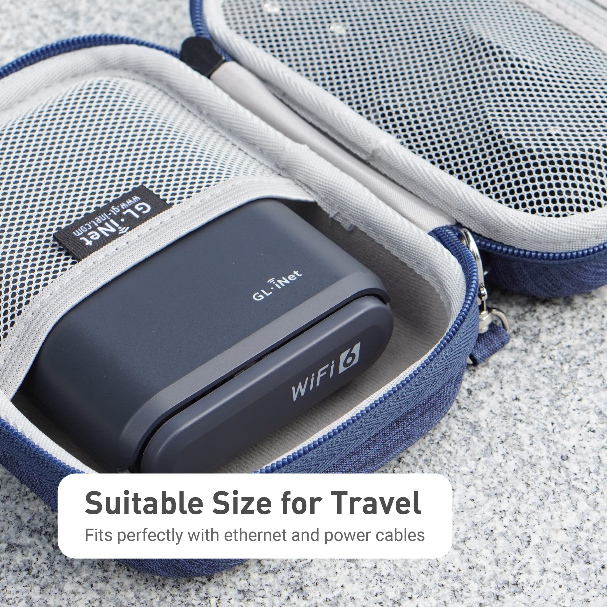 GL.iNet Gadget Organizer Case for Travel Routers GL-AXT1800/ MT3000/ SFT1200/ E750/ A1300, Chargers, Cables, and Accessories, Durable Pouch, Hand-carry EVA bag, Anti-shock, Water Resistant (Blue) Blue - Image 5