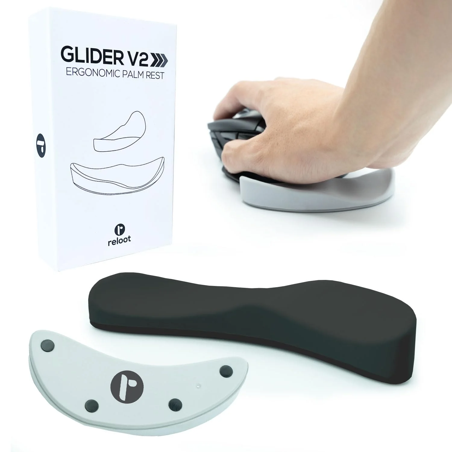 Glider v2 - Ergonomic Gliding Palm Rest, Soft Cooling Material, Sliding Wrist Pad That Moves with Your Mouse, Physician Designed for Carpal Tunnel Syndrome, Lightweight Wrist Rest (Black) Black