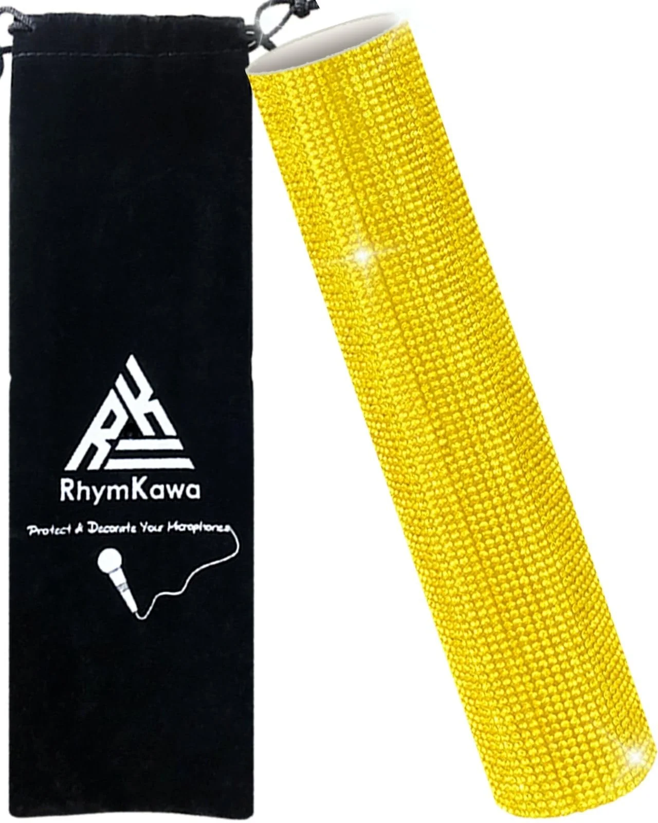 Glittering Rhinestone Wireless Microphone Cover Decorate for Universal Handheld Beta 58a, SM58, Beta87, PG58, Eyes Catching for Event, Yellow