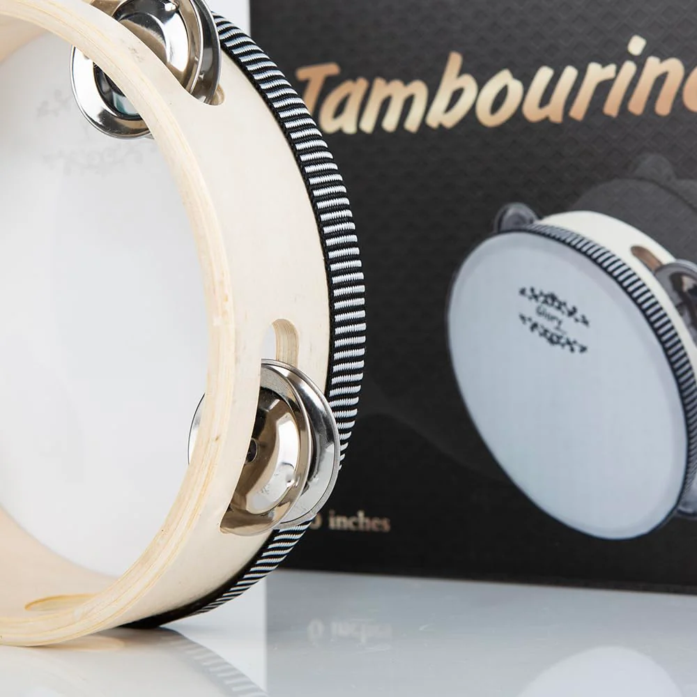 Glory Hand Held Tambourine Drum 6 inch Bell Birch Metal Jingles Percussion Gift Musical Educational Drum Instrument for KTV Party Games (6 inch) 6" - Image 2