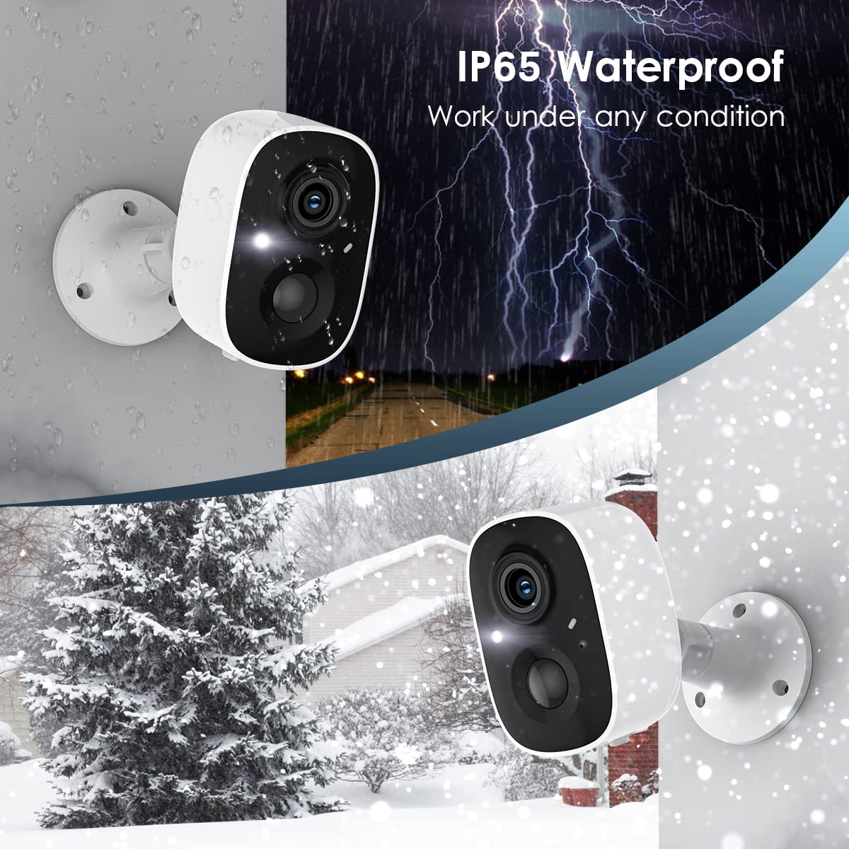GMK Security Camera Wireless Outdoor, 1080P Color Night Vision AI Motion Detection 2-Way Talk Battery Powered WiFi Home Indoor Camera IP65 Weatherproof Spotlight Siren Alarm Cloud/SD Storage White - Image 3