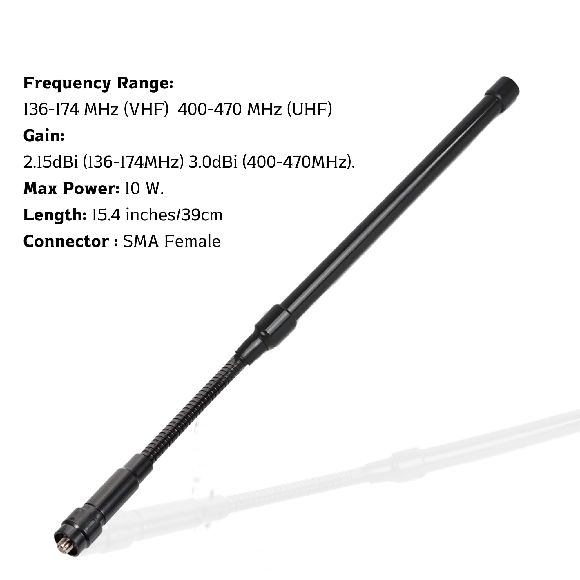 GMRS Antenna Ham Radio, Dual Band Antenna for Walkie Talkies 136-174 400-470 MHz 15.4" SMA Female Whip Antenna for Two Way Radio (Antenna Only) - Image 5