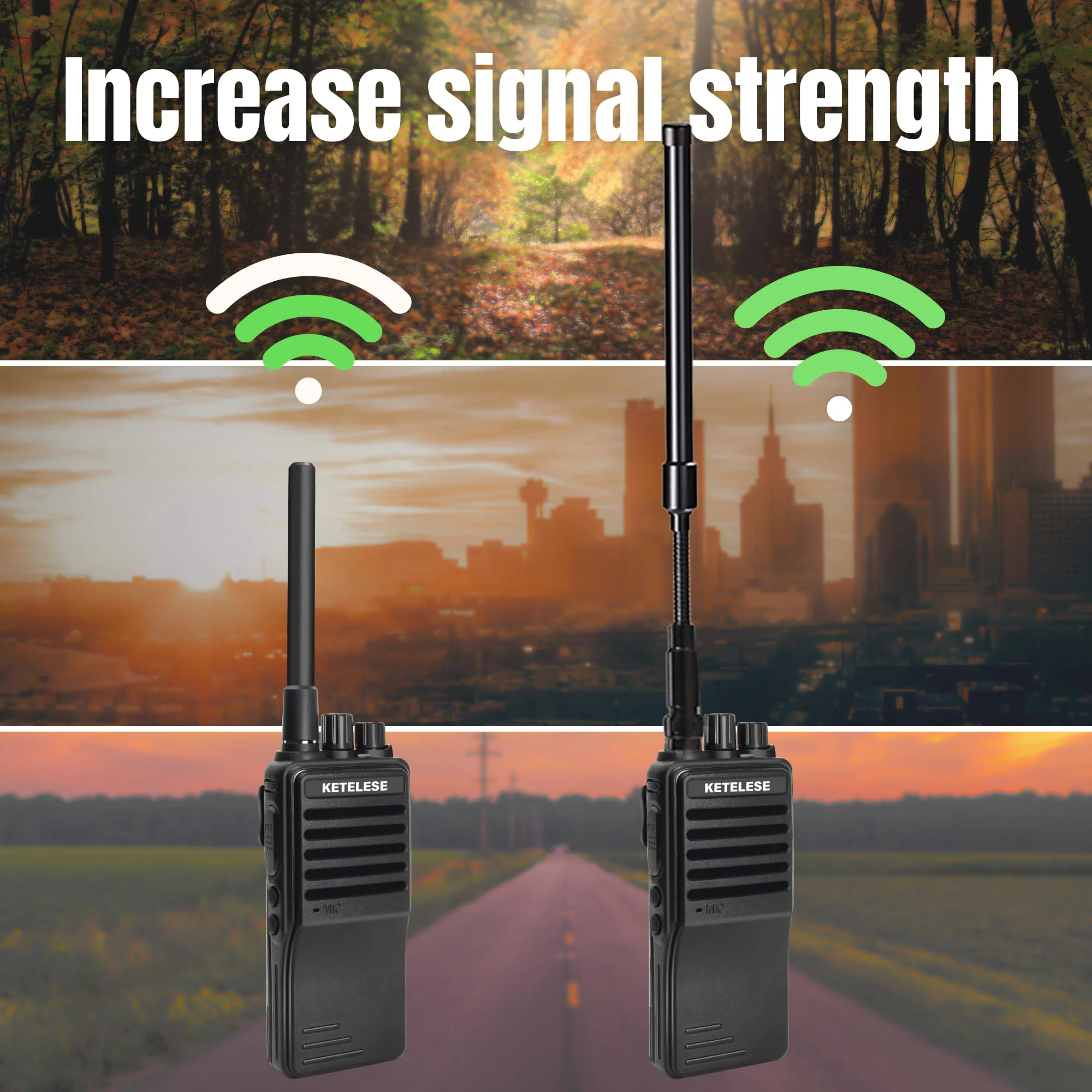 GMRS Antenna Ham Radio, Dual Band Antenna for Walkie Talkies 136-174 400-470 MHz 15.4" SMA Female Whip Antenna for Two Way Radio (Antenna Only) - Image 6