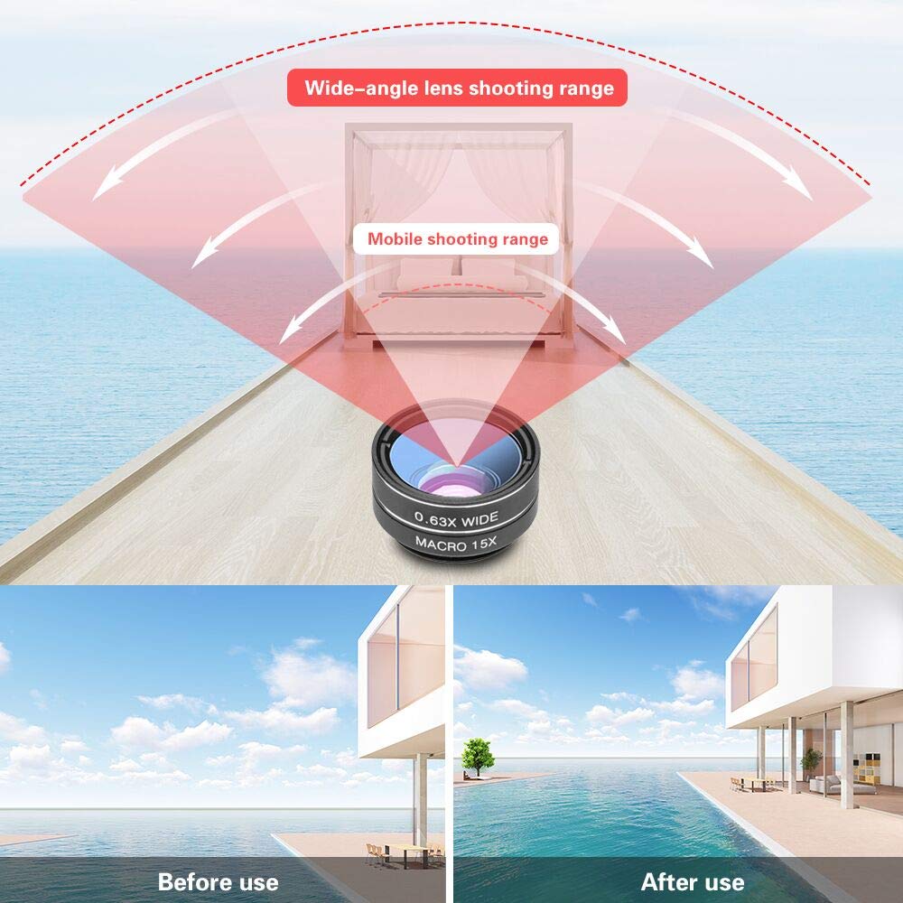 Godefa Phone Camera Lens Kit, 14 in 1 Lenses with Selfie Ring Light for iPhone 12, 11, Xs, Xr,8 7 6s Plus, Samsung and Other Andriod Smartphone, Universal Clip on Wide Angle+Macro+ Zoom Camera Lenses - Image 3