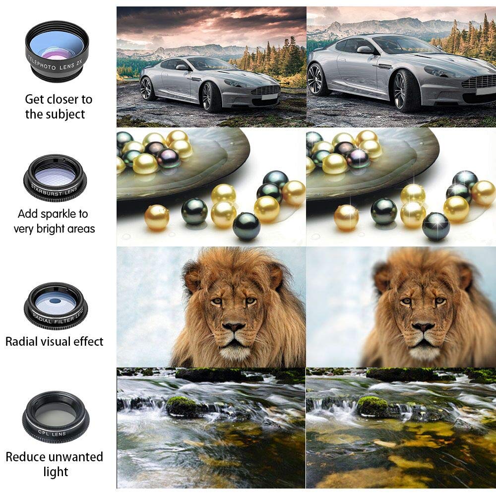 Godefa Phone Camera Lens Kit, 14 in 1 Lenses with Selfie Ring Light for iPhone 12, 11, Xs, Xr,8 7 6s Plus, Samsung and Other Andriod Smartphone, Universal Clip on Wide Angle+Macro+ Zoom Camera Lenses - Image 6