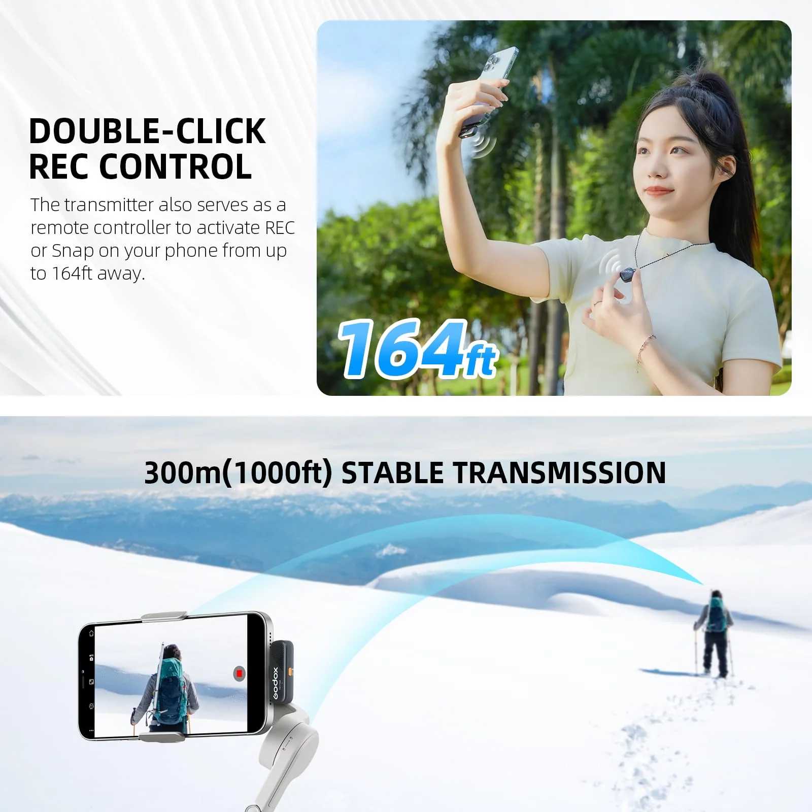 GODOX Cube-S, Cube SC Wireless Microphone System, 2.4GHz Noise Cancelling Lavalier Mic,48KHz/24bit Hi-Res Audio, 1000ft.(300m) Range, Wireless Lapel Microphones Receiver for Camera/Phone(Type-C) - Image 4