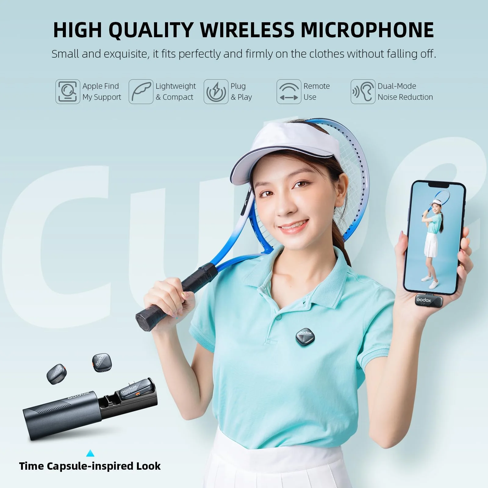 GODOX Cube-S, Cube SC Wireless Microphone System, 2.4GHz Noise Cancelling Lavalier Mic,48KHz/24bit Hi-Res Audio, 1000ft.(300m) Range, Wireless Lapel Microphones Receiver for Camera/Phone(Type-C) - Image 9