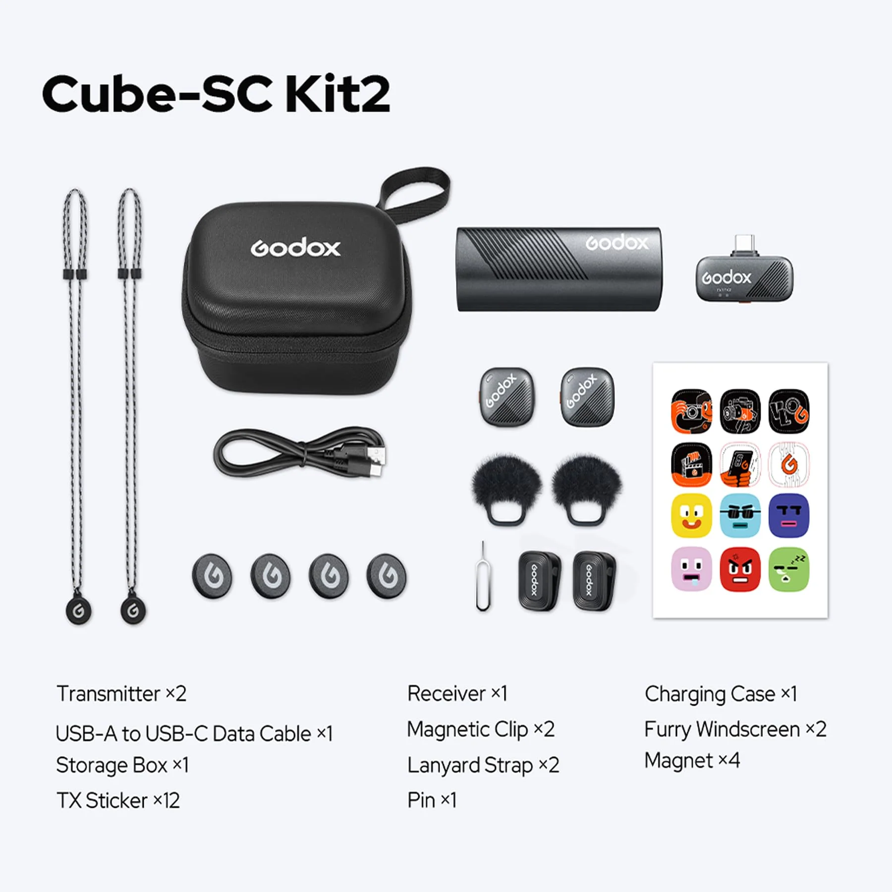 Godox Cube-SC kit2 2.4G Wireless Lavalier Microphone for iPhone 15 and Android USB C Lapel Microphone Wireless,Hi-Fi Audio,1000FT Range,Noise Cancellation,30H Battery for Streaming Video Recording CUBE-SC-Kit2 - Image 9
