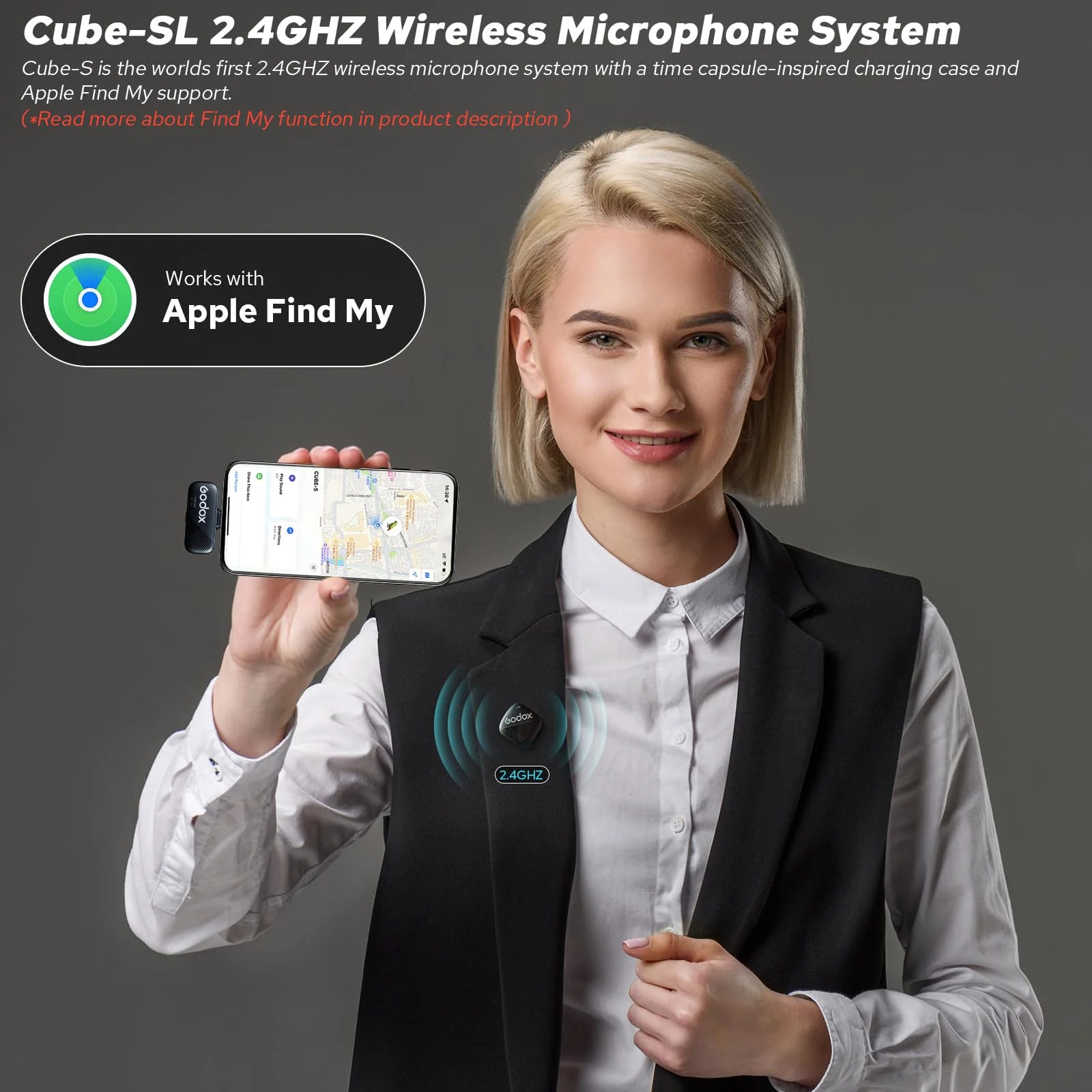 GODOX Cube-SC Kit2 Wireless Lavalier Microphone for iPhone 15 & Android, USB C, 8H Battery Life, 2.4G Wireless Mic, 300m(1000ft.) Range, Noise Cancelling with Charging Case for Vlogging, TikTok - Image 2