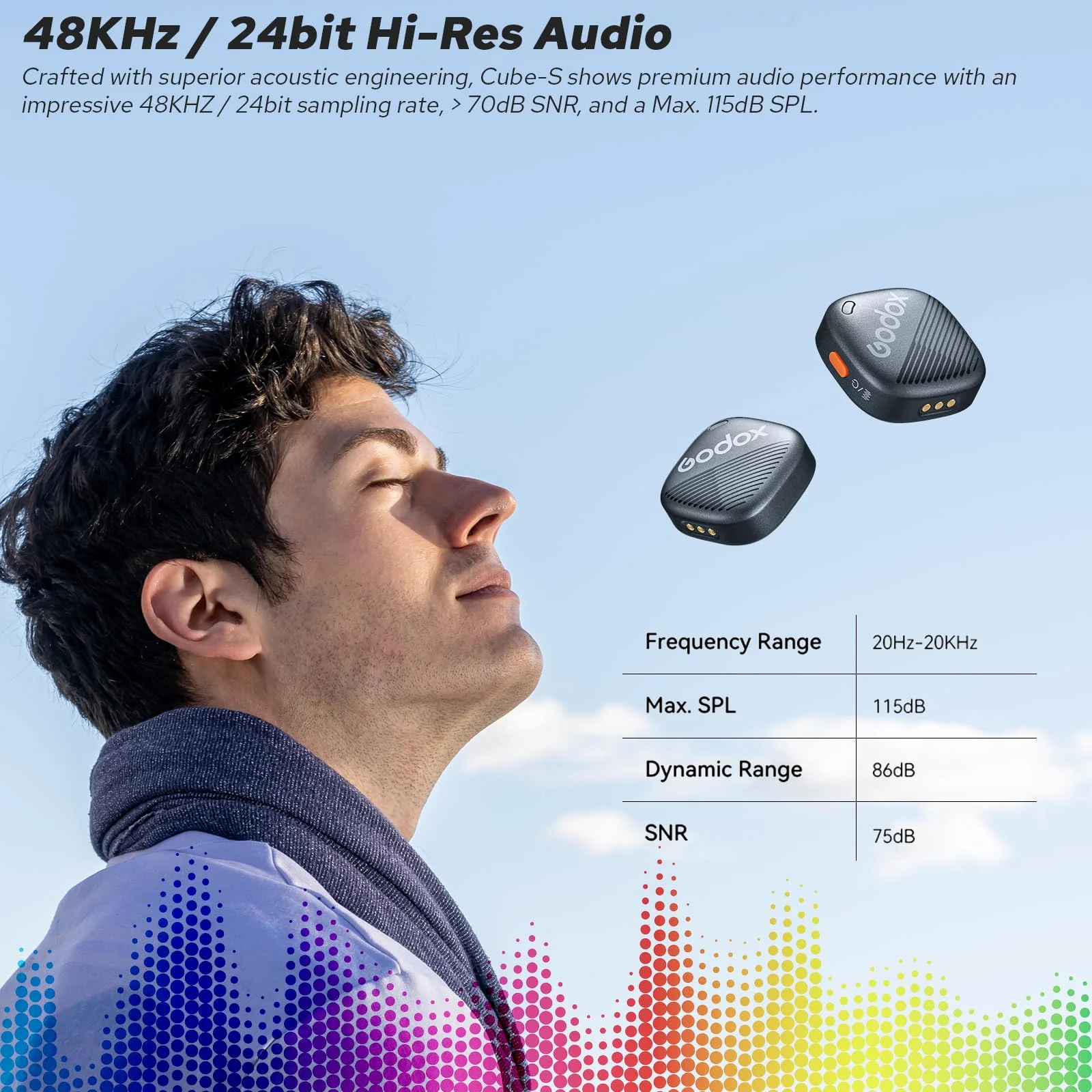 GODOX Cube-SC Kit2 Wireless Lavalier Microphone for iPhone 15 & Android, USB C, 8H Battery Life, 2.4G Wireless Mic, 300m(1000ft.) Range, Noise Cancelling with Charging Case for Vlogging, TikTok - Image 6