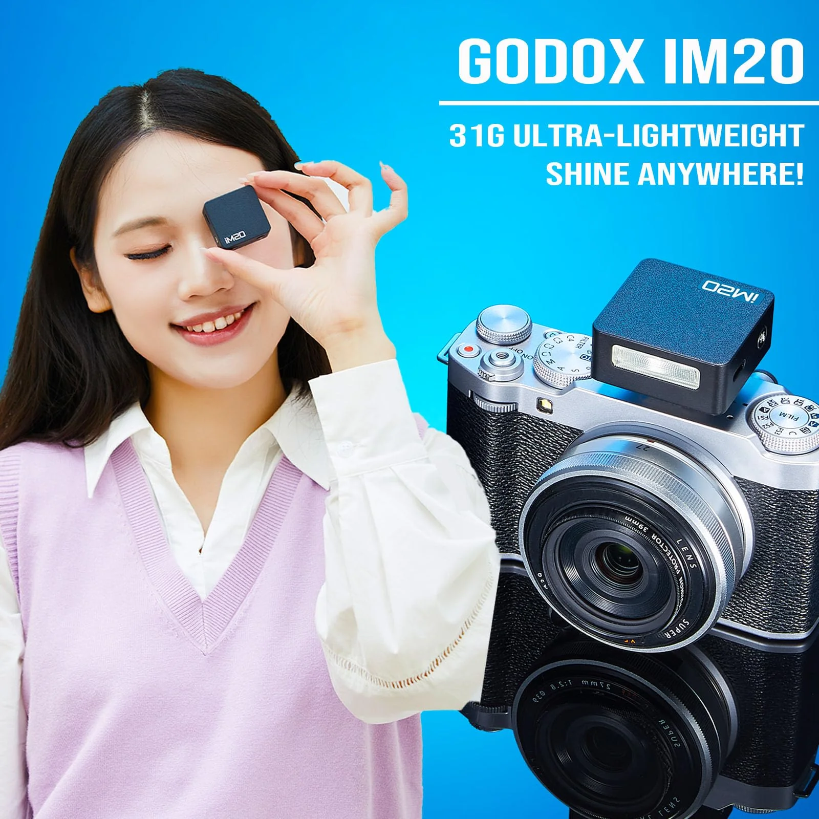 Godox Flash Godox iM20 Camera Flash - Godox iM20 Mini Flash Manual 440 Full-Power Flashes/3s Recycle Times/5 Power Levels, Camera Flash for Sony zve10/Sony zv1/Sony a7iii/Ricoh gr3/Fujifilm f1 etc. - Image 3