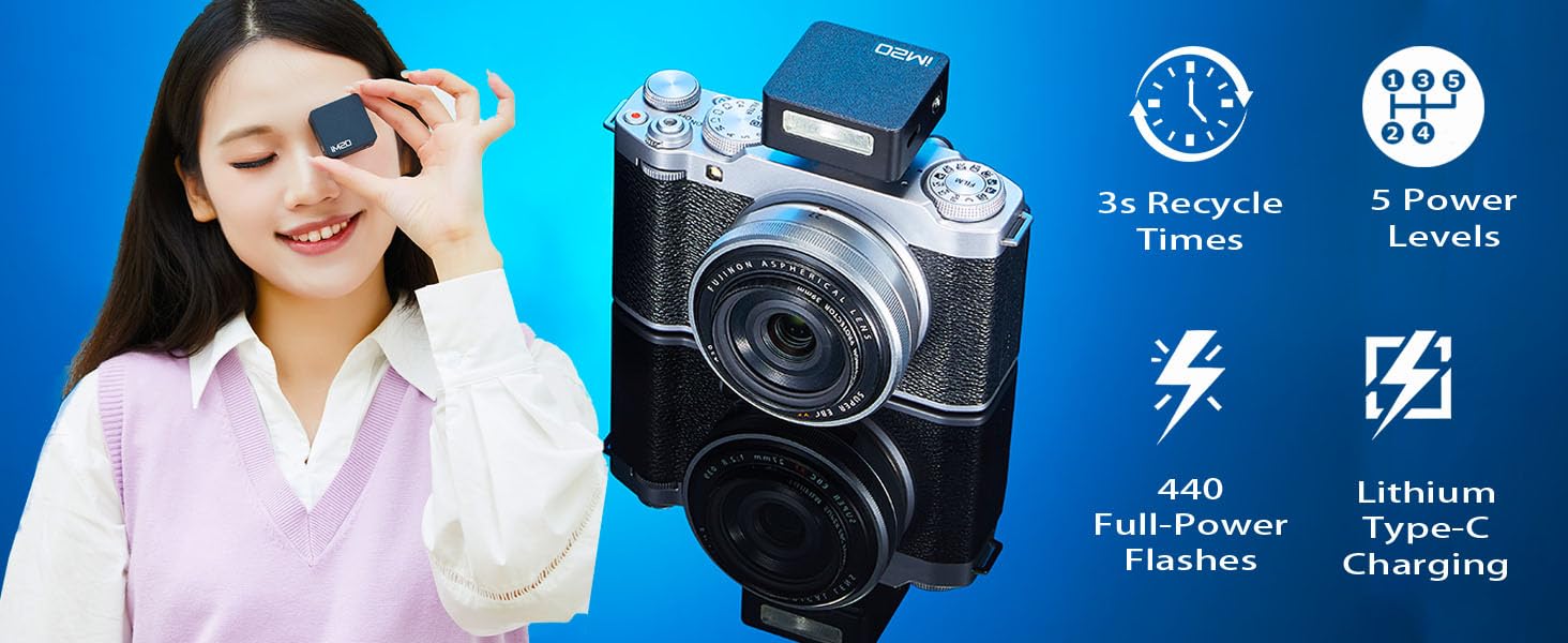 Godox Flash Godox iM20 Camera Flash - Godox iM20 Mini Flash Manual 440 Full-Power Flashes/3s Recycle Times/5 Power Levels, Camera Flash for Sony zve10/Sony zv1/Sony a7iii/Ricoh gr3/Fujifilm f1 etc. - Image 7