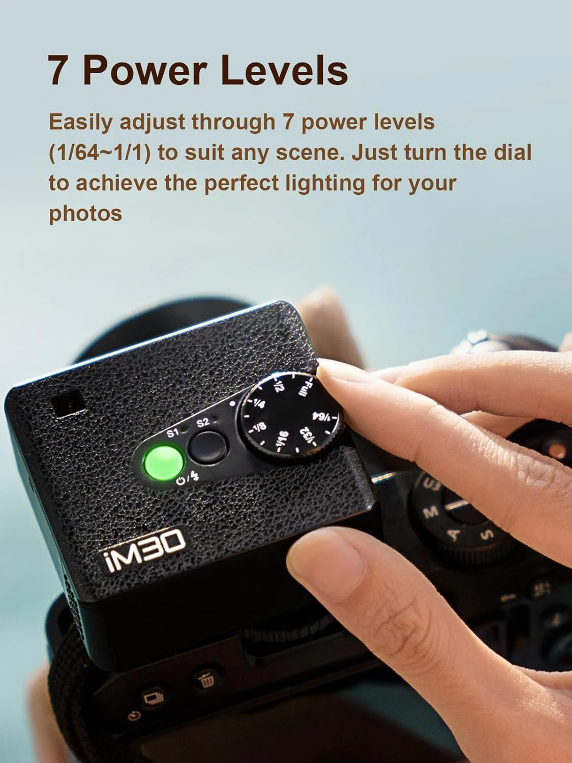 Godox Flash Godox iM30 Mini Flash - Camera Flash GN 15, 7 Power Levels, IM 30 Mini Manual Flash for Canon/Sony zv1/Sony zve10 /Ricoh gr3/Nikon/Fuji f1-230 Full-Power Flashes/6500K±200K/3.6S Recycle - Image 6