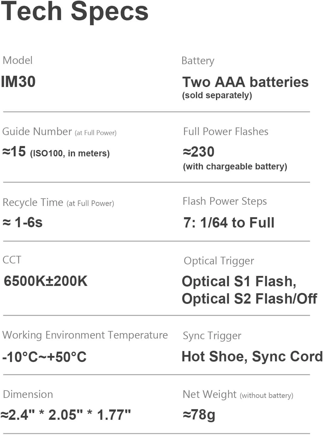 Godox Flash Godox iM30 Mini Flash - Camera Flash GN 15, 7 Power Levels, IM 30 Mini Manual Flash for Canon/Sony zv1/Sony zve10 /Ricoh gr3/Nikon/Fuji f1-230 Full-Power Flashes/6500K±200K/3.6S Recycle - Image 8