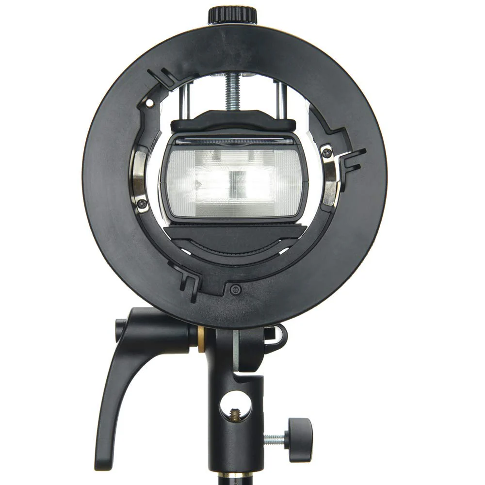 Godox S2 Speedlite Bracket S-Type Bracket Bowens Mount Flash Holder for Godox V1 AD200 Pro AD400 Pro AD200 V860II TT685 TT600 TT350, Precise Tilt Control, Integrated Umbrella Mount - Image 4