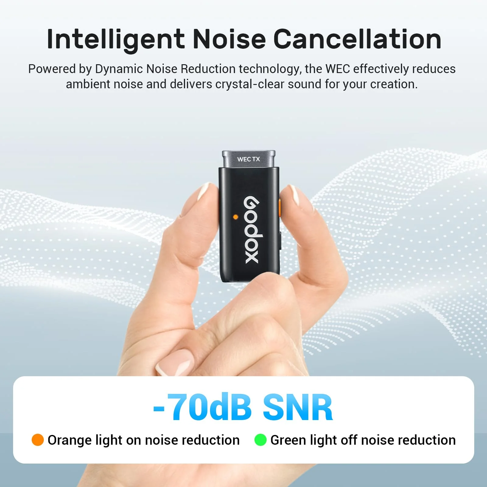 GODOX WES2 Kit2 Wireless Lavalier Microphone for Android/USB C, 8H Battery Life, Dual Channel 2.4G Wireless Mic, 200m(656ft.) Range, Noise Cancelling with Charging Case for Vlogging, TikTok, Interview - Image 3