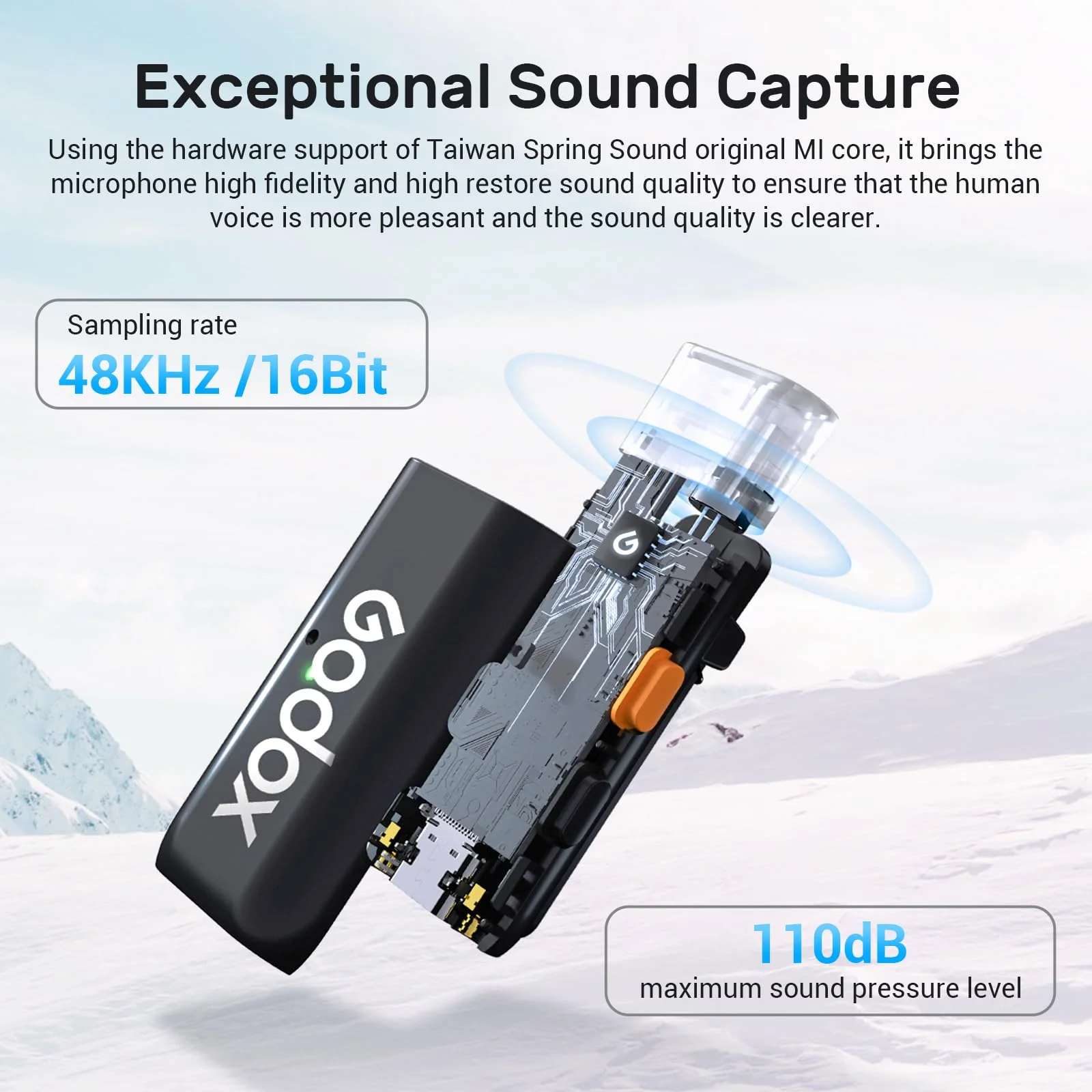 GODOX WES2 Kit2 Wireless Lavalier Microphone for Android/USB C, 8H Battery Life, Dual Channel 2.4G Wireless Mic, 200m(656ft.) Range, Noise Cancelling with Charging Case for Vlogging, TikTok, Interview - Image 4