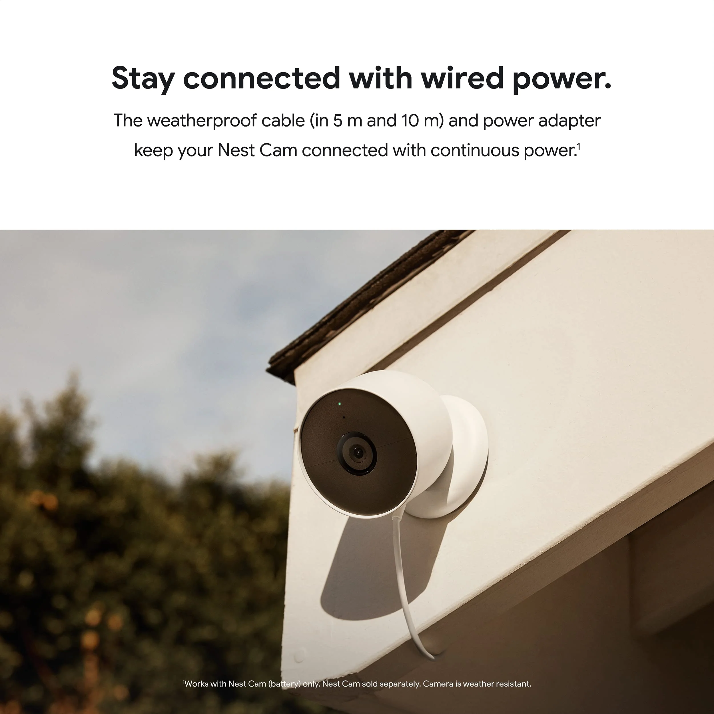 Google Weatherproof Cable for Nest Cam (Battery) Only - Snow - 10m, 720p - Image 2