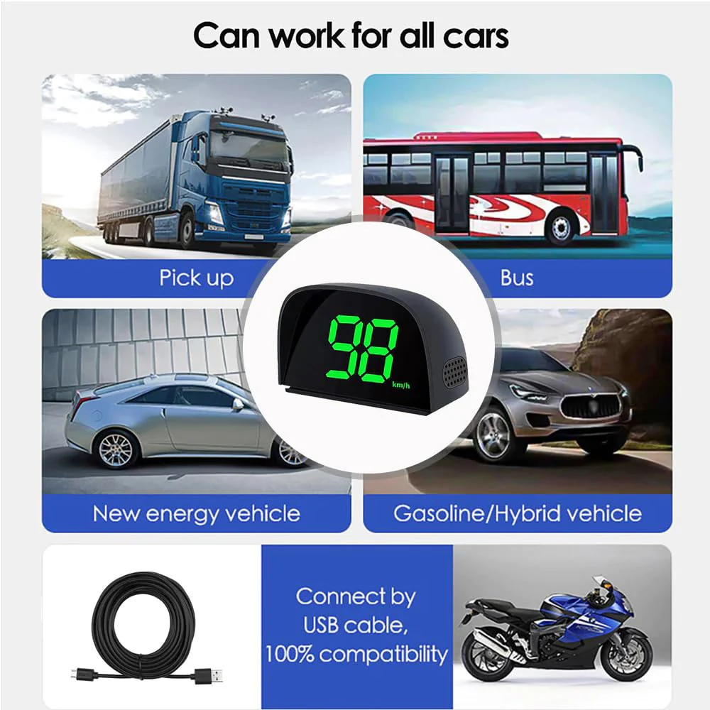 GoolRC Digital GPS Speedometer for Car, Kilometers/Miles Car Global Position System Speedometer Digital Display Speed Car HeadUp Display, Green miles - Image 8