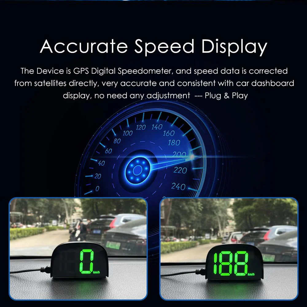 GoolRC Digital GPS Speedometer for Car, Kilometers/Miles Car Global Position System Speedometer Digital Display Speed Car HeadUp Display, White miles - Image 5