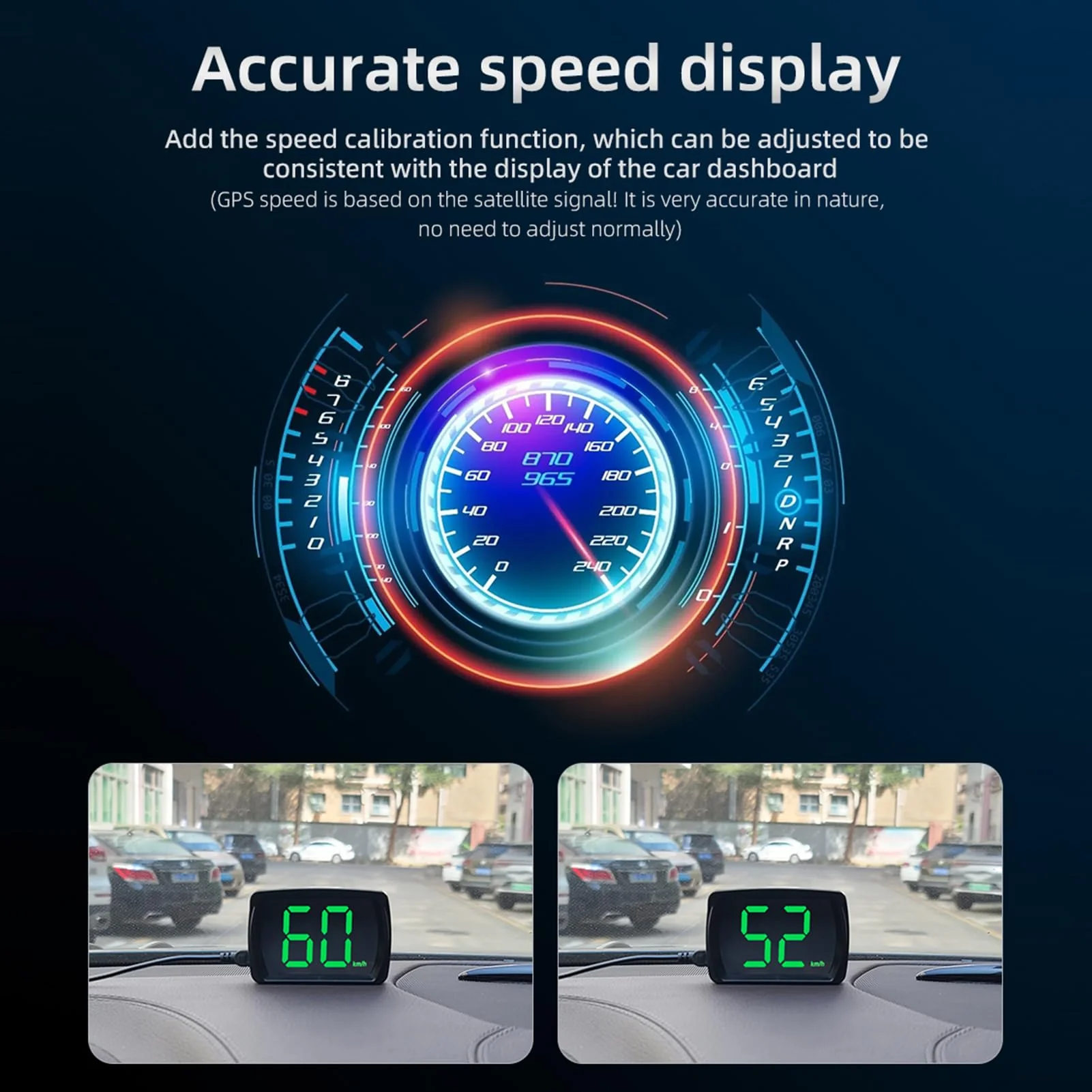 GoolRC Speedometer HUD, Heads-Up Display Digital Speedometer GPS Speed Meter MPH/KMH, Head Up Display for All Cars, USB Cable Plug & Play Large Screen High-Definition Display - Image 2