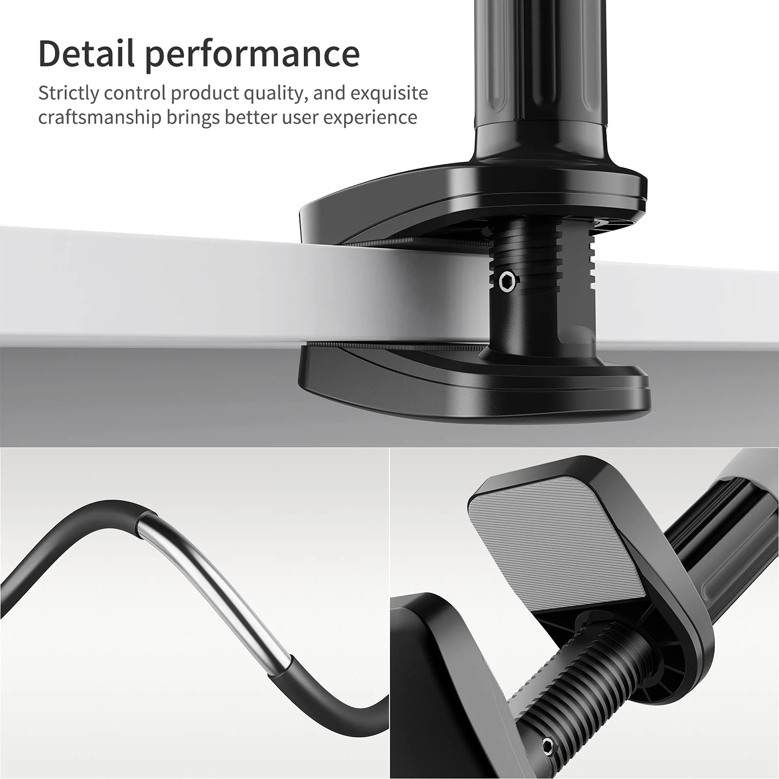 Gooseneck Bed Phone Holder, SAIJI Flexible Long Arm Phone Mount for Desk, Clip Bracket Clamp Stand for 4.0-6.5'' Mobile Cell Phone Stand Document Camera Nintendo Switch (Black) black - Image 5