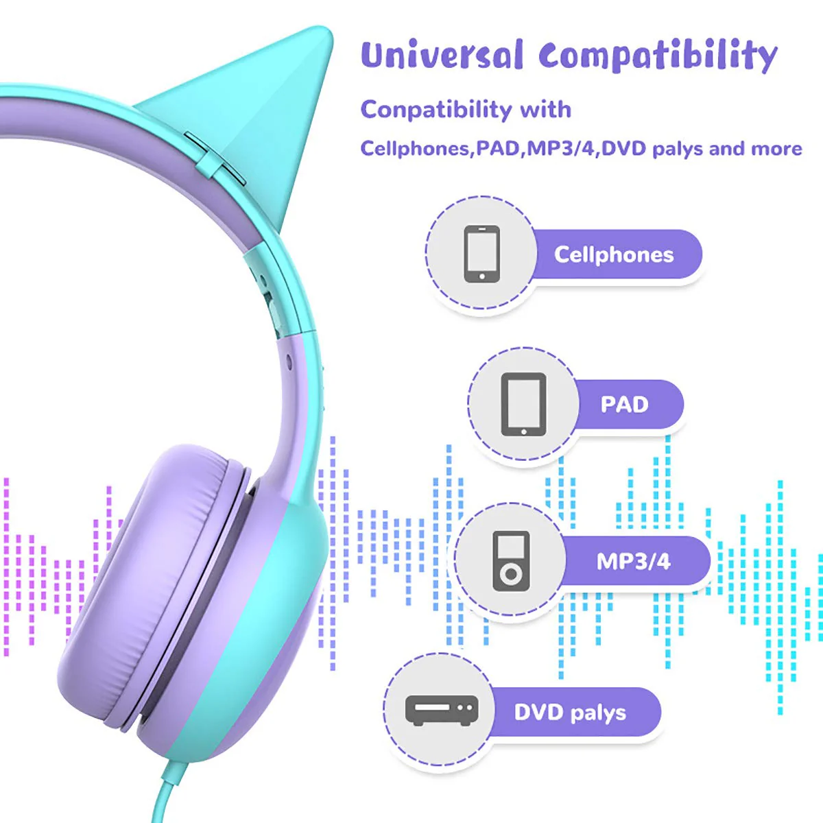 gorsun Kids Headphones with Limited Volume, Children's Headphone Over Ear, Toddler Headphones for Boys and Girls, Wired Headset Earphones for Children Purple - Image 7