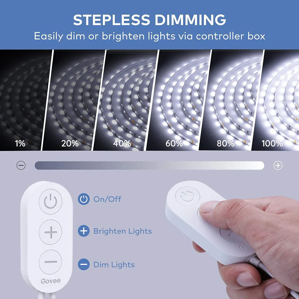 Govee White LED Strip Lights, Upgraded 16.4ft Dimmable LED Light Strip 6500K Bright Daylight White, Strong Adhesive, 300 LEDs Flexible Tape Lights for Vantiy Mirror, Kitchen Cabinet, Bedroom - Image 3