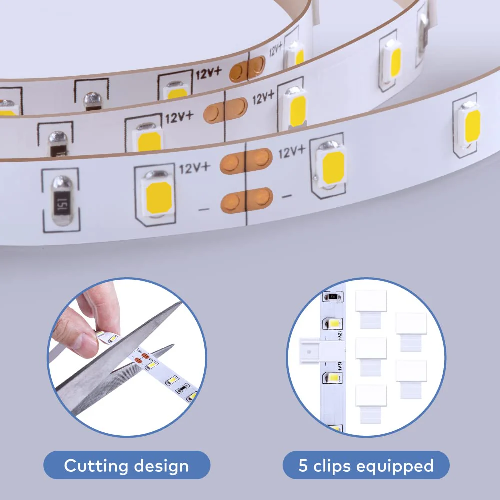 Govee White LED Strip Lights, Upgraded 16.4ft Dimmable LED Light Strip 6500K Bright Daylight White, Strong Adhesive, 300 LEDs Flexible Tape Lights for Vantiy Mirror, Kitchen Cabinet, Bedroom - Image 4