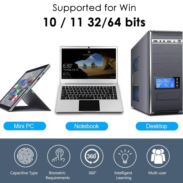 GOWENIC USB Fingerprint Reader, Portable Security Key Biometric Fingerprint Scanner USB Fingerprint Key Reader for Windows 10 11 32/64 Bits, 360 Degrees Touch - Image 4