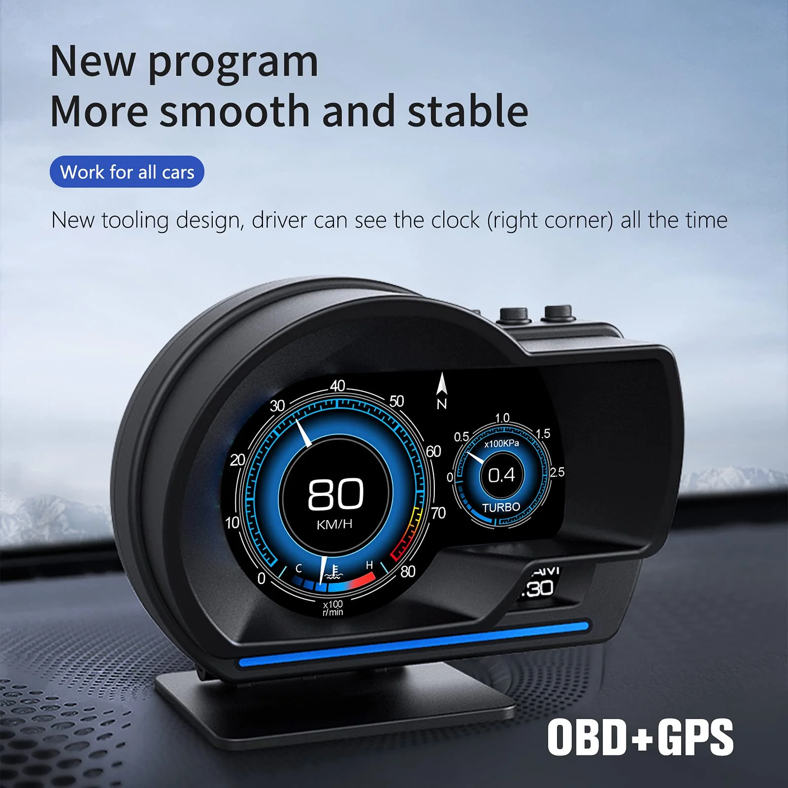 GPS Speedometer for Car, Head Up Display for Car with OBD2 & GPS Digital Speedometer Dual System HUD Car Speedometer MPH with Mileage, Water Tem, Vlt, Mileage, Overspeed & Fatigue Driving Alarm, RPM - Image 7