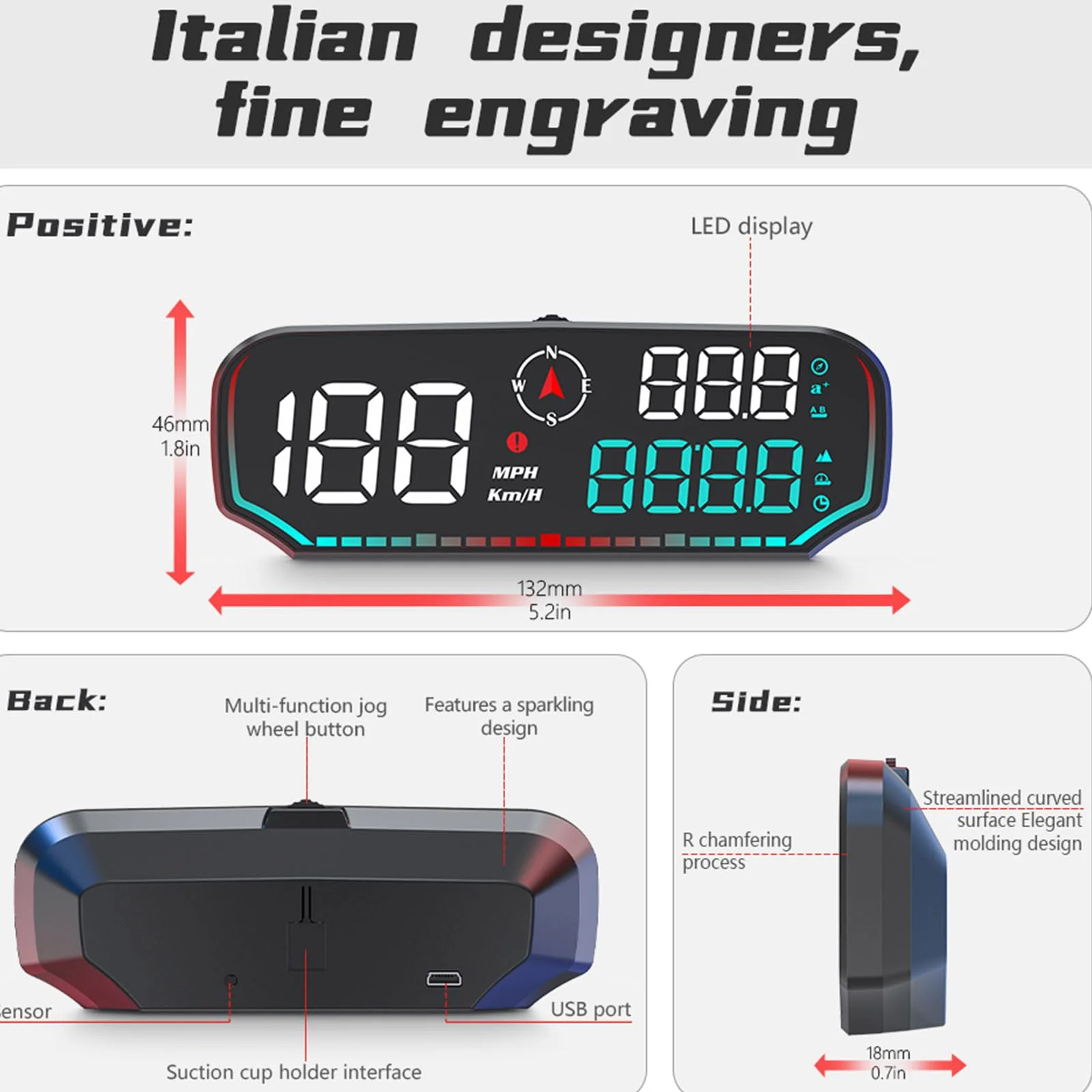 GPS Speedometer Heads Up Display for Car - Hud LCD Display with Overspeed Fatigue Driving Alarm - Mph Digital Speed Compass Altitude - Universal Vehicle Compatibility - Image 2