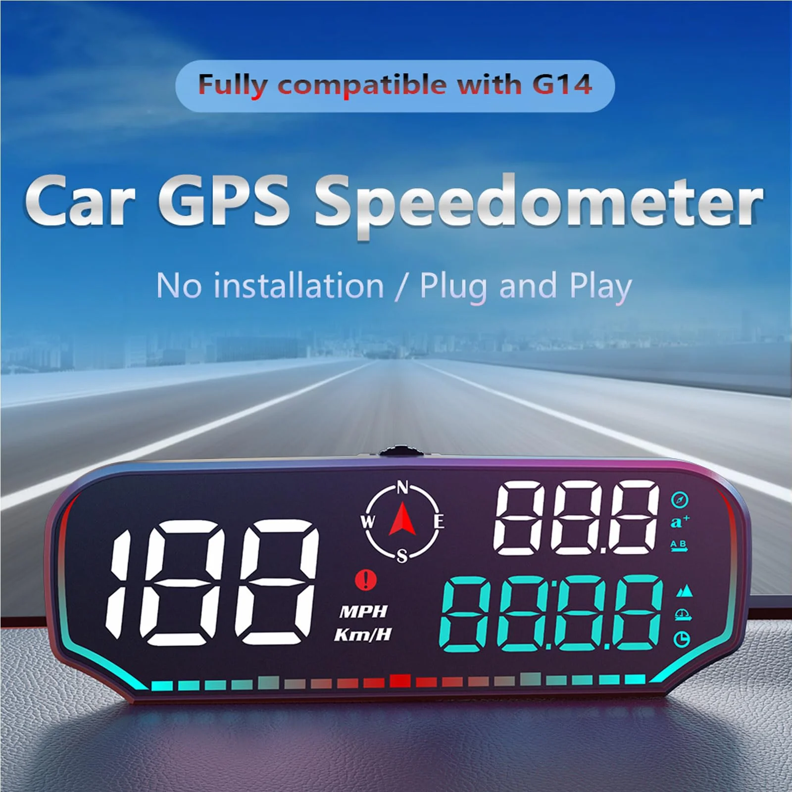 GPS Speedometer Heads Up Display for Car - Hud LCD Display with Overspeed Fatigue Driving Alarm - Mph Digital Speed Compass Altitude - Universal Vehicle Compatibility - Image 3