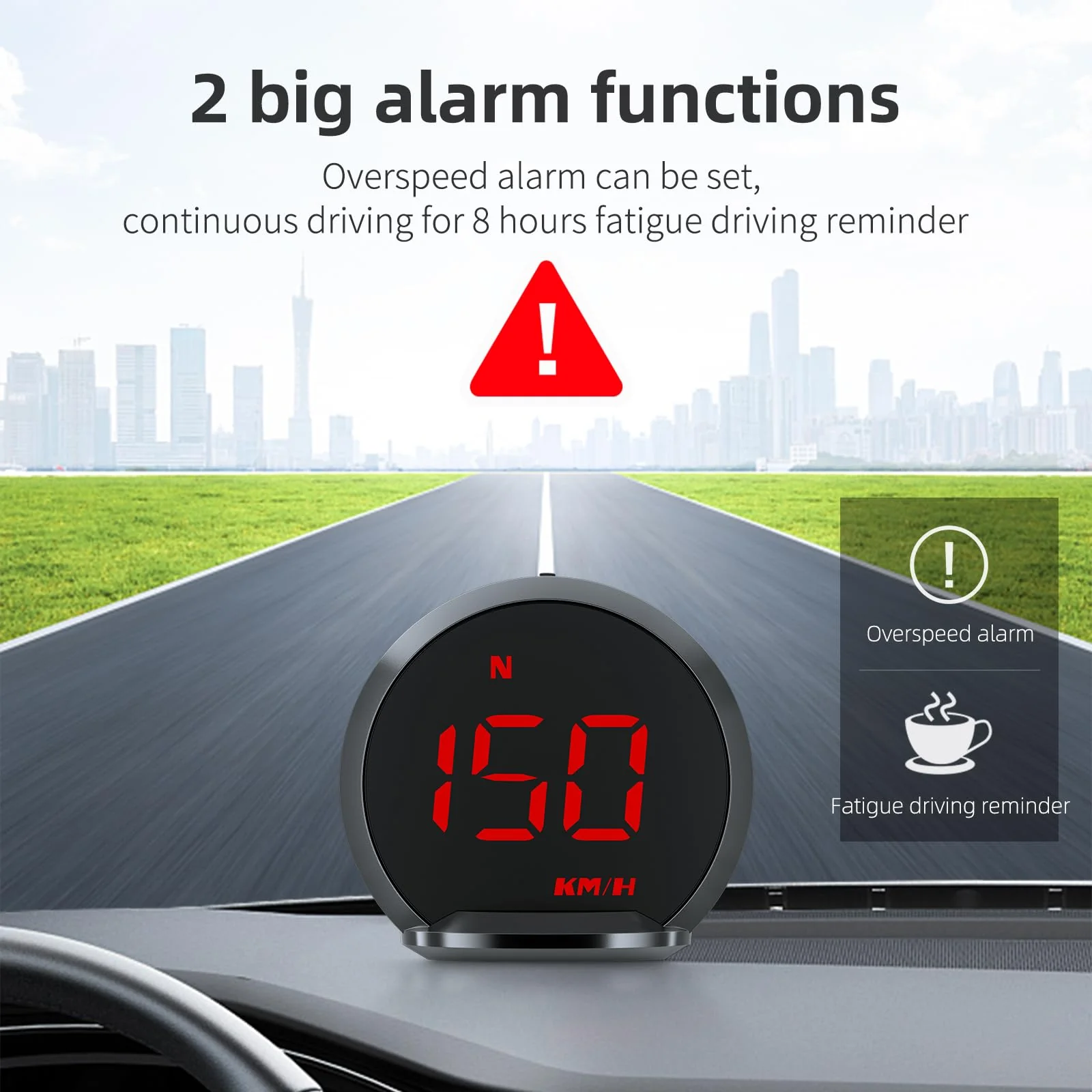 GPS Speedometer HUD, Head Up Display for Cars with Digital Speedometer for Car MPH, Travel Direction Function,Clock,and Overspeed Alarm, Fatigue Driving Alarm,Car Heads Up Display for All 5V Vehicles - Image 3