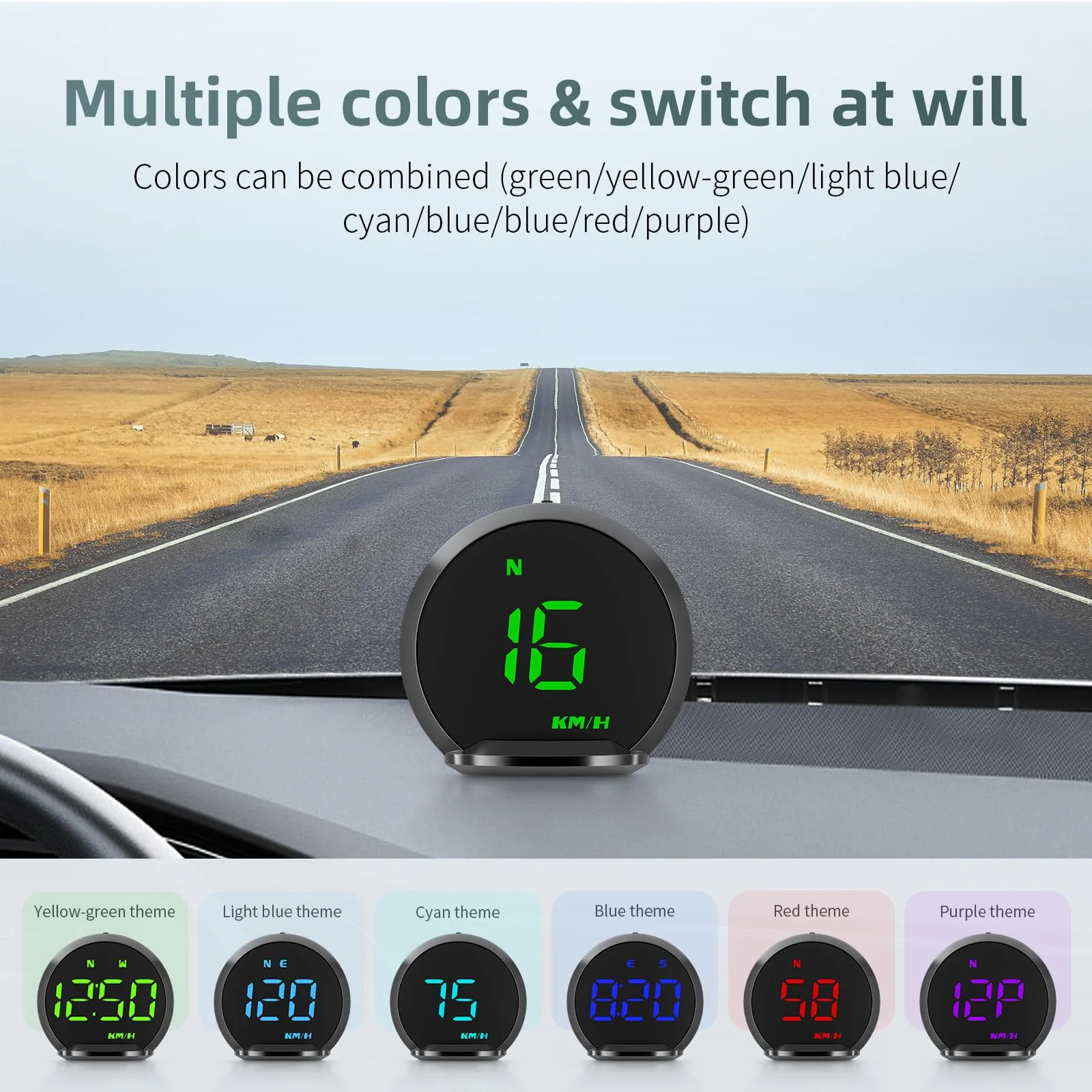 GPS Speedometer HUD, Head Up Display for Cars with Digital Speedometer for Car MPH, Travel Direction Function,Clock,and Overspeed Alarm, Fatigue Driving Alarm,Car Heads Up Display for All 5V Vehicles - Image 4